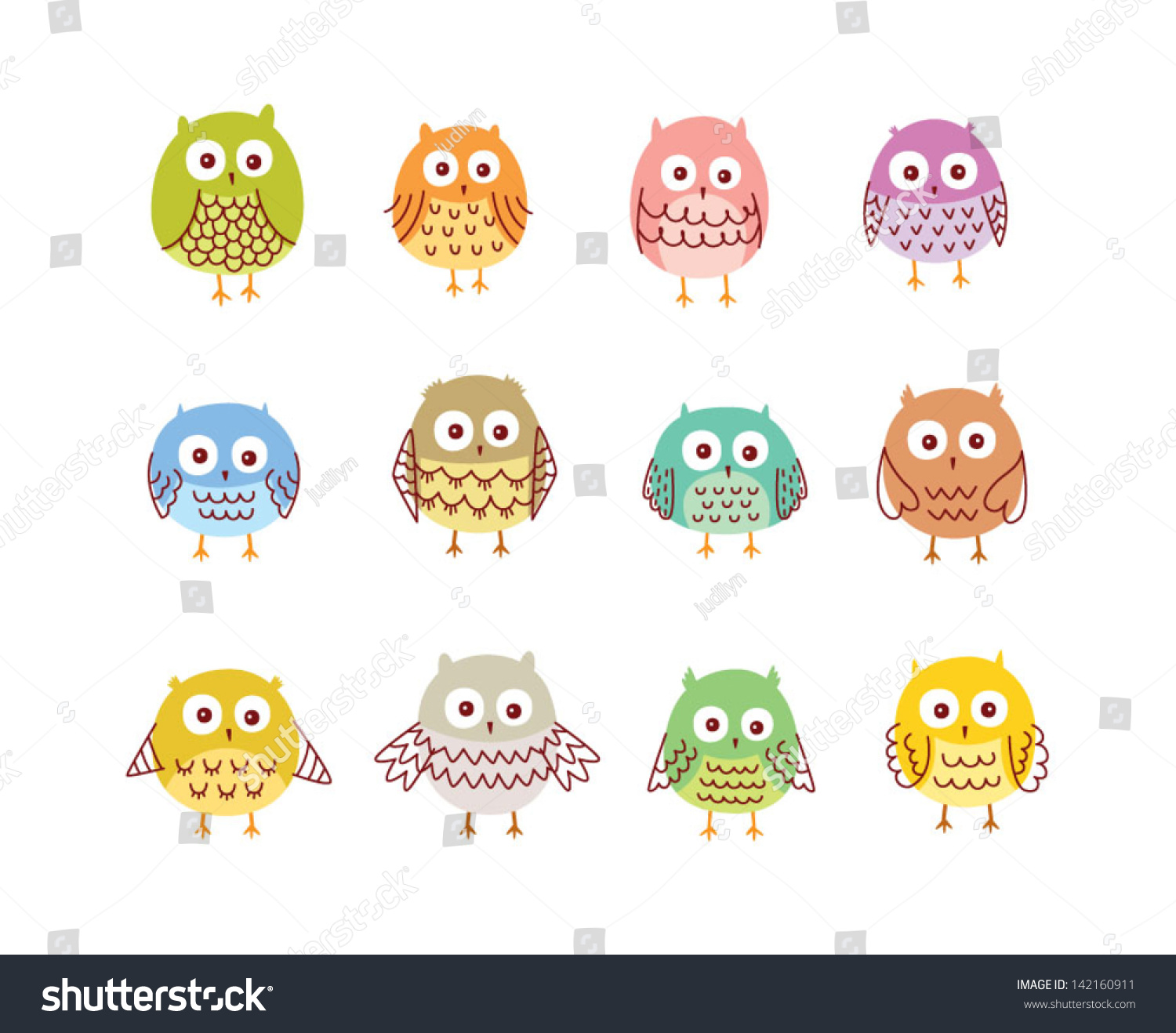 Cute Owl Vector Stock Vector 142160911 - Shutterstock