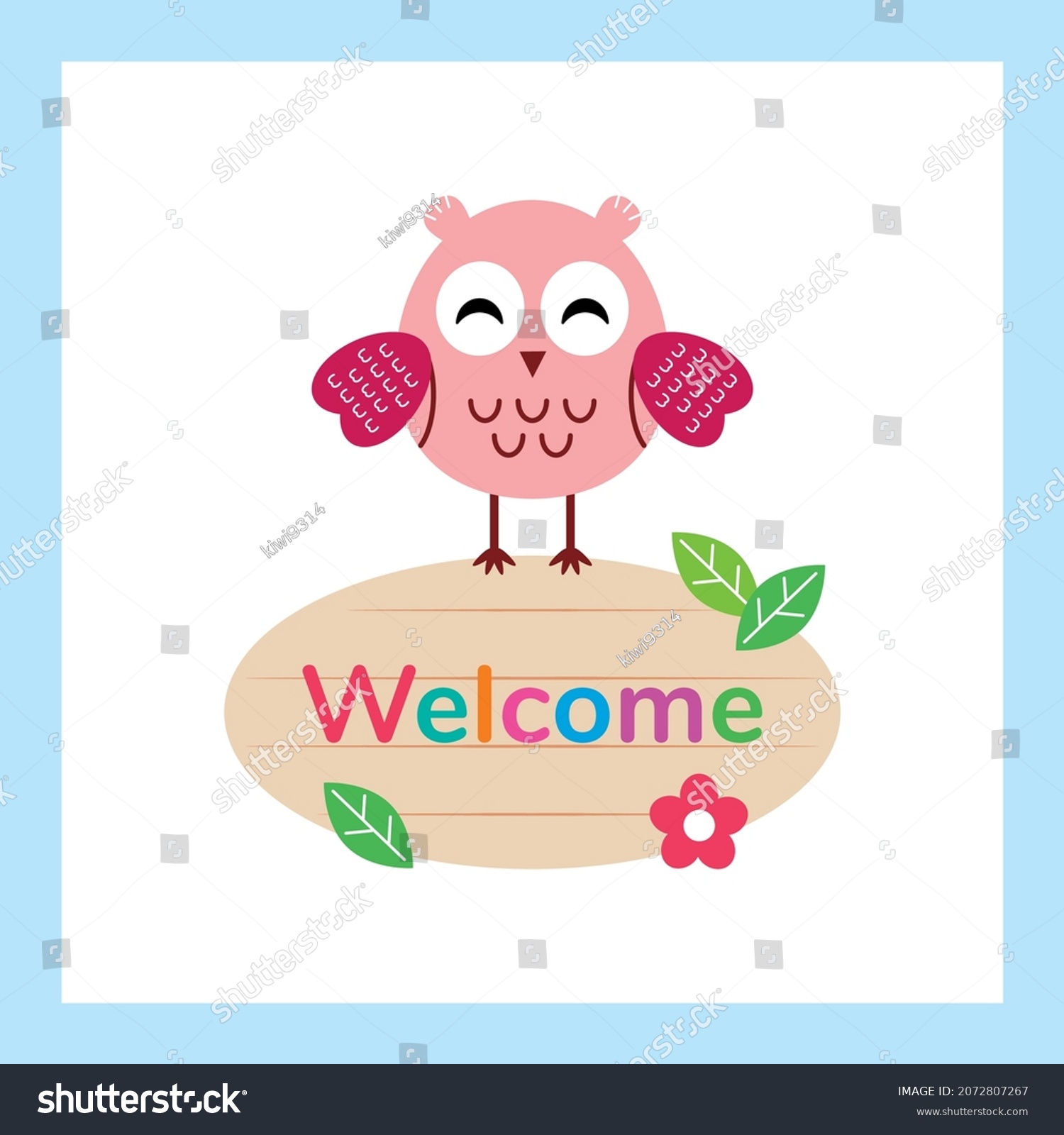 Cute Owl Welcome Board Sign Vector Stock Vector Royalty Free 2072807267 Shutterstock 2750