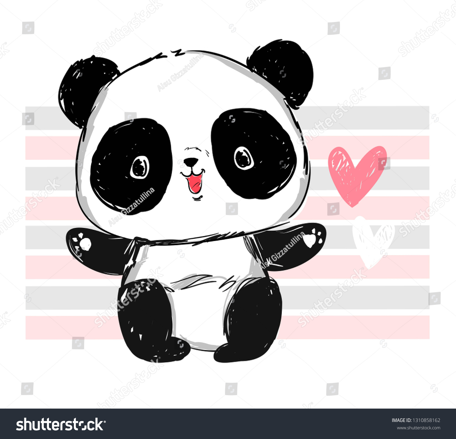 Cute Panda Bear Cartoon Character Design Stock Vector Royalty Free 1310858162