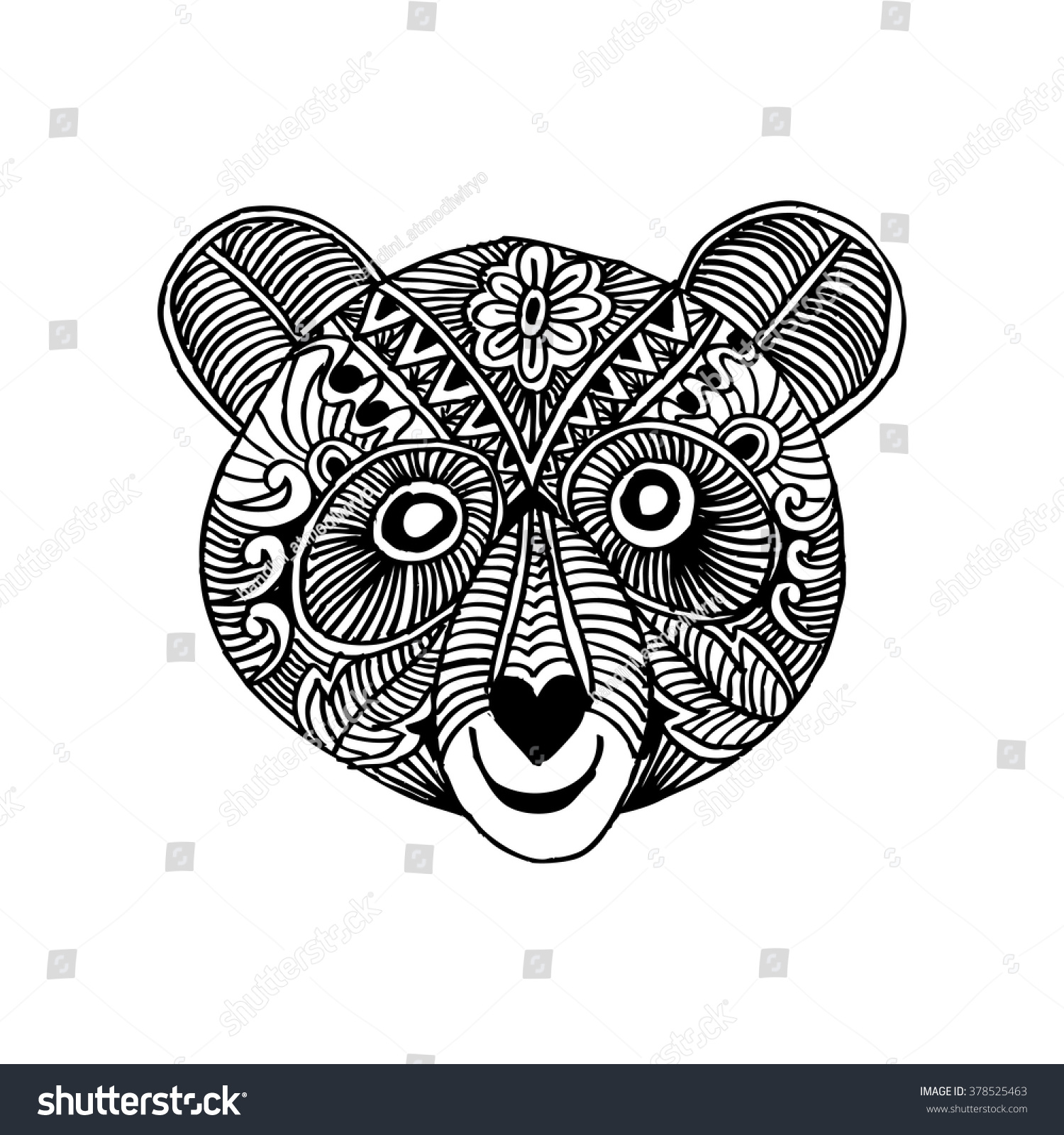 Cute Panda Bear Doodle Art Style Stock Vector Royalty Free