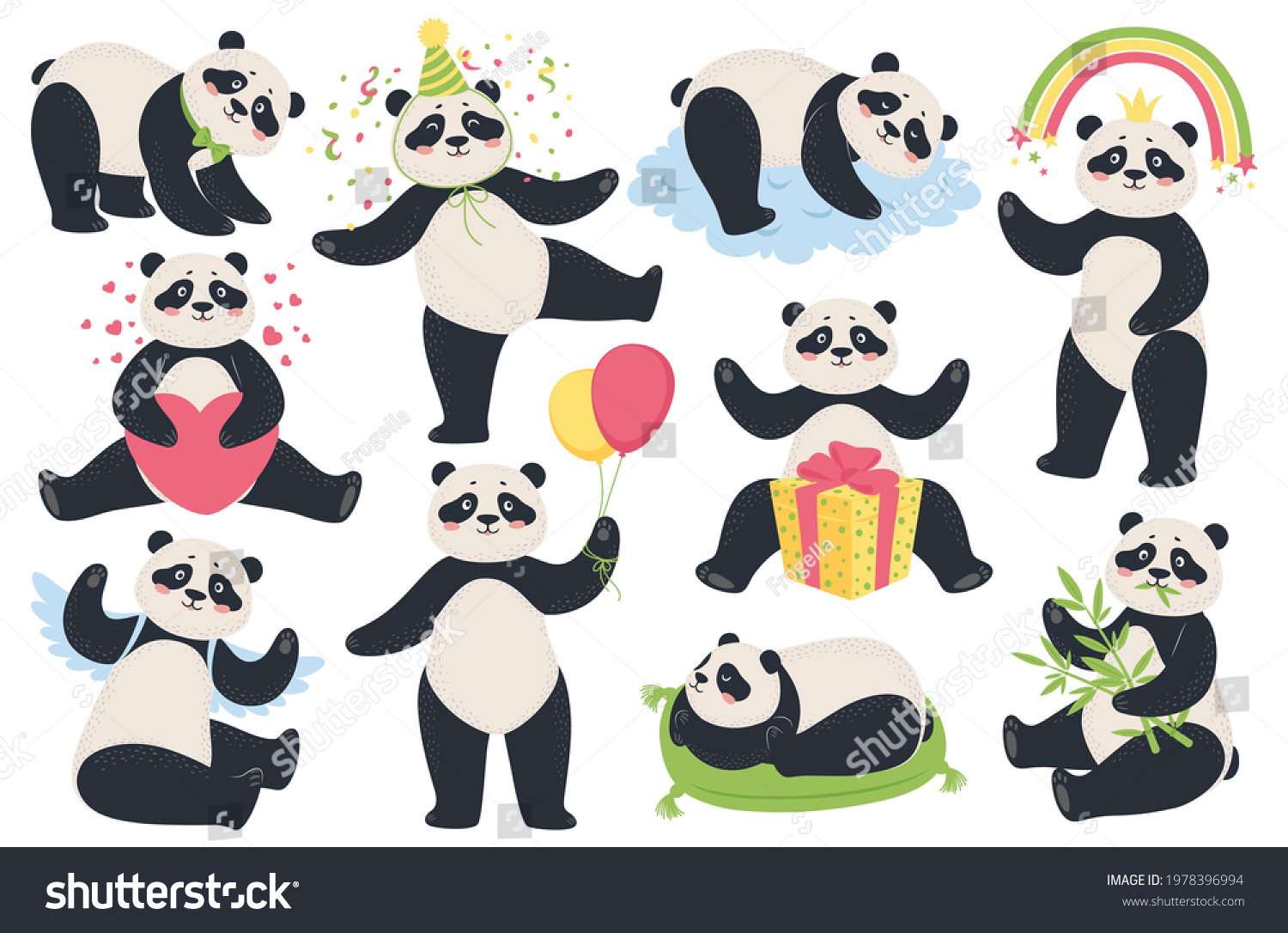 Cute Panda Cartoon Funny Pandas Eating Stock Vector Royalty Free 1978396994 Shutterstock 