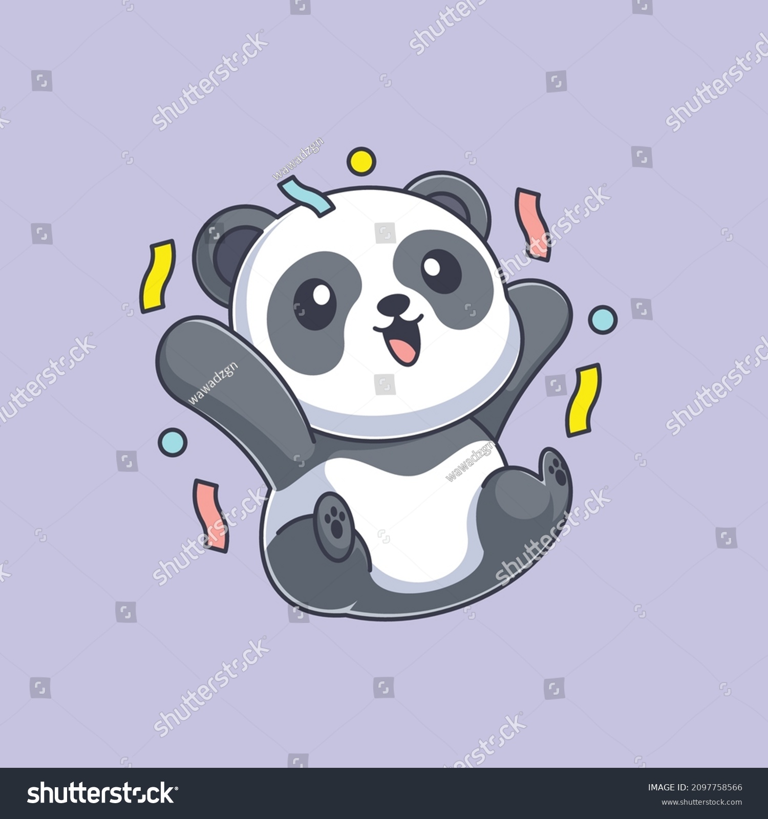 Cute Panda Celebrating Party Cartoon Stock Vector (Royalty Free) 2097758566