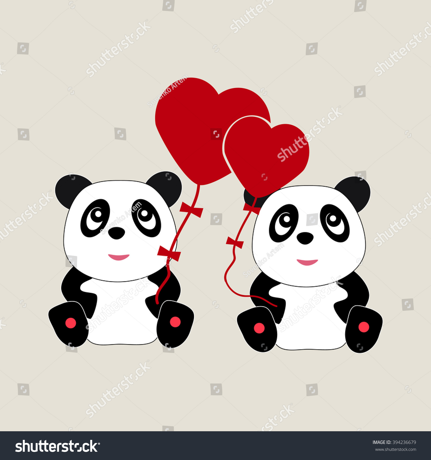 Cute Panda Couple Love Stock Vector Royalty Free 394236679 Shutterstock 