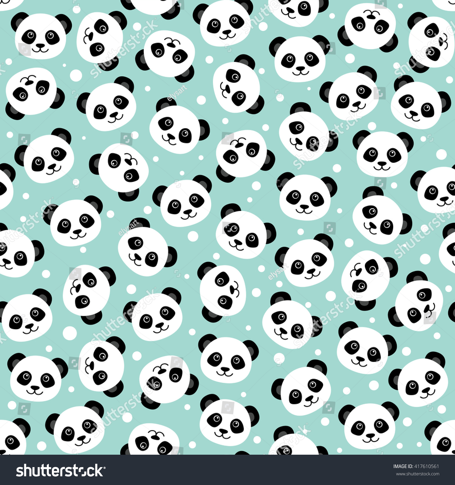  Cute  Panda  Face Seamless Cartoon Wallpaper  Stock Vector 