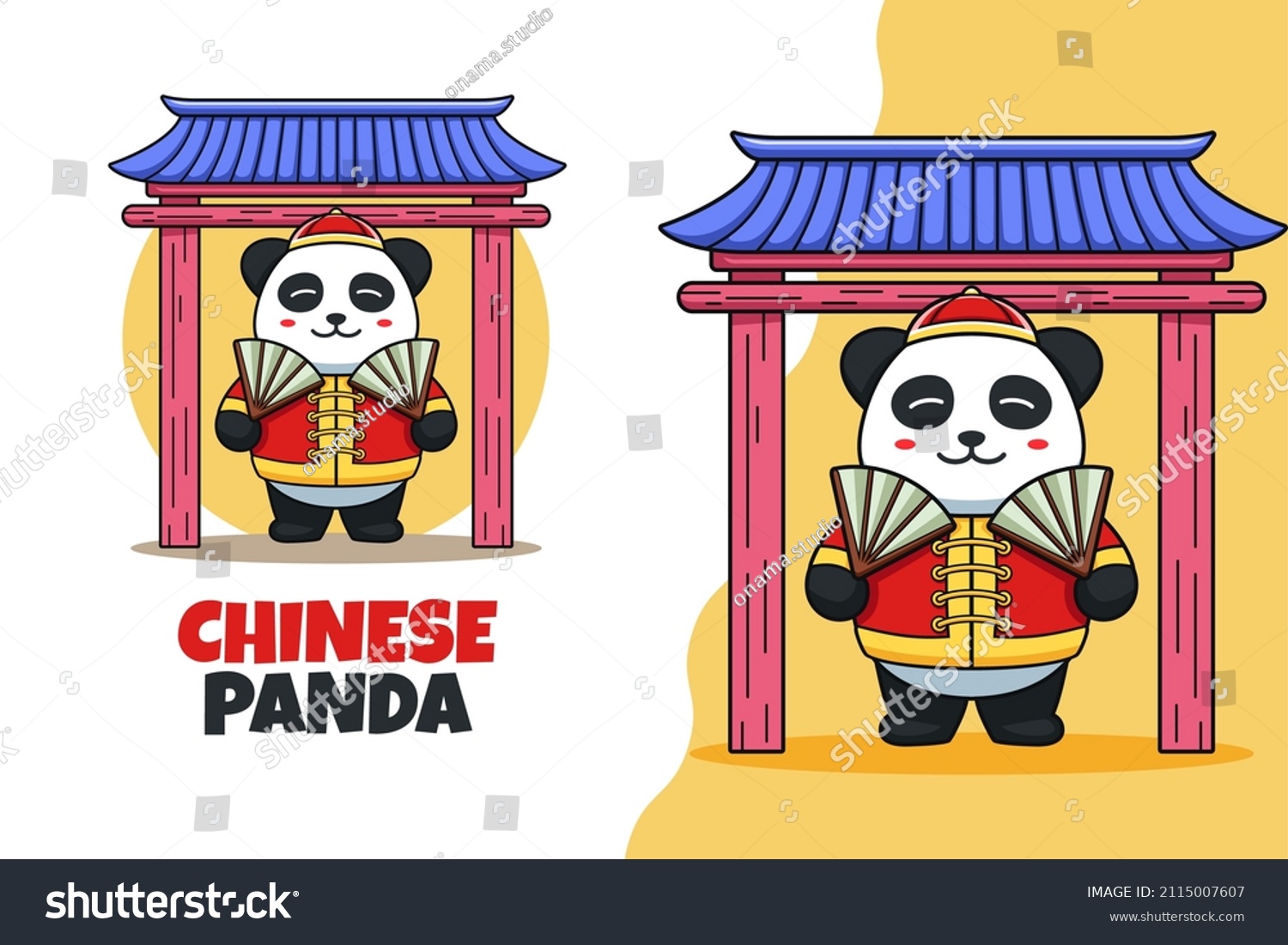 SVG of Cute Panda holding Chinese Traditional Fan Mascot svg