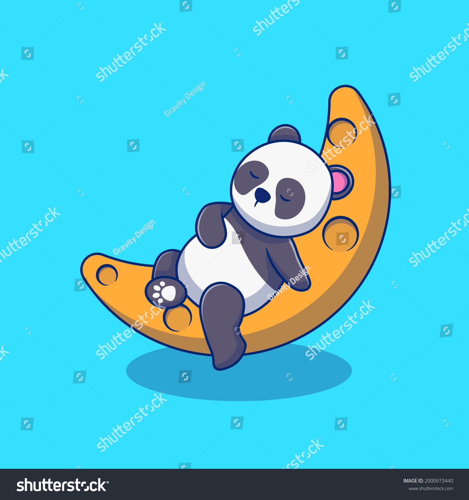 Cute Panda Illustration Design Sleeping On Stock Vector (Royalty Free ...