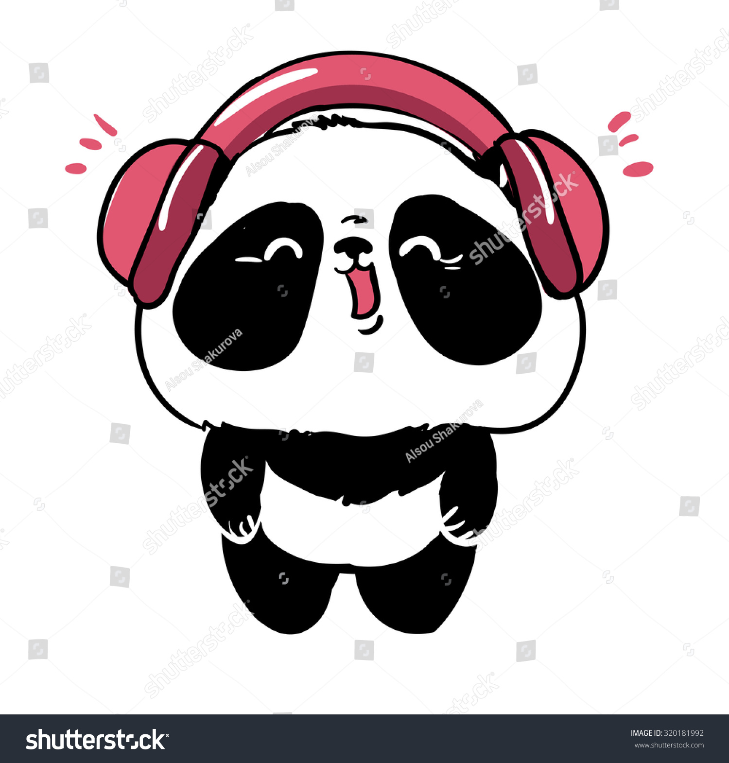 Cute Panda Illustration Vector Listen Music Stock Vector 320181992 ...