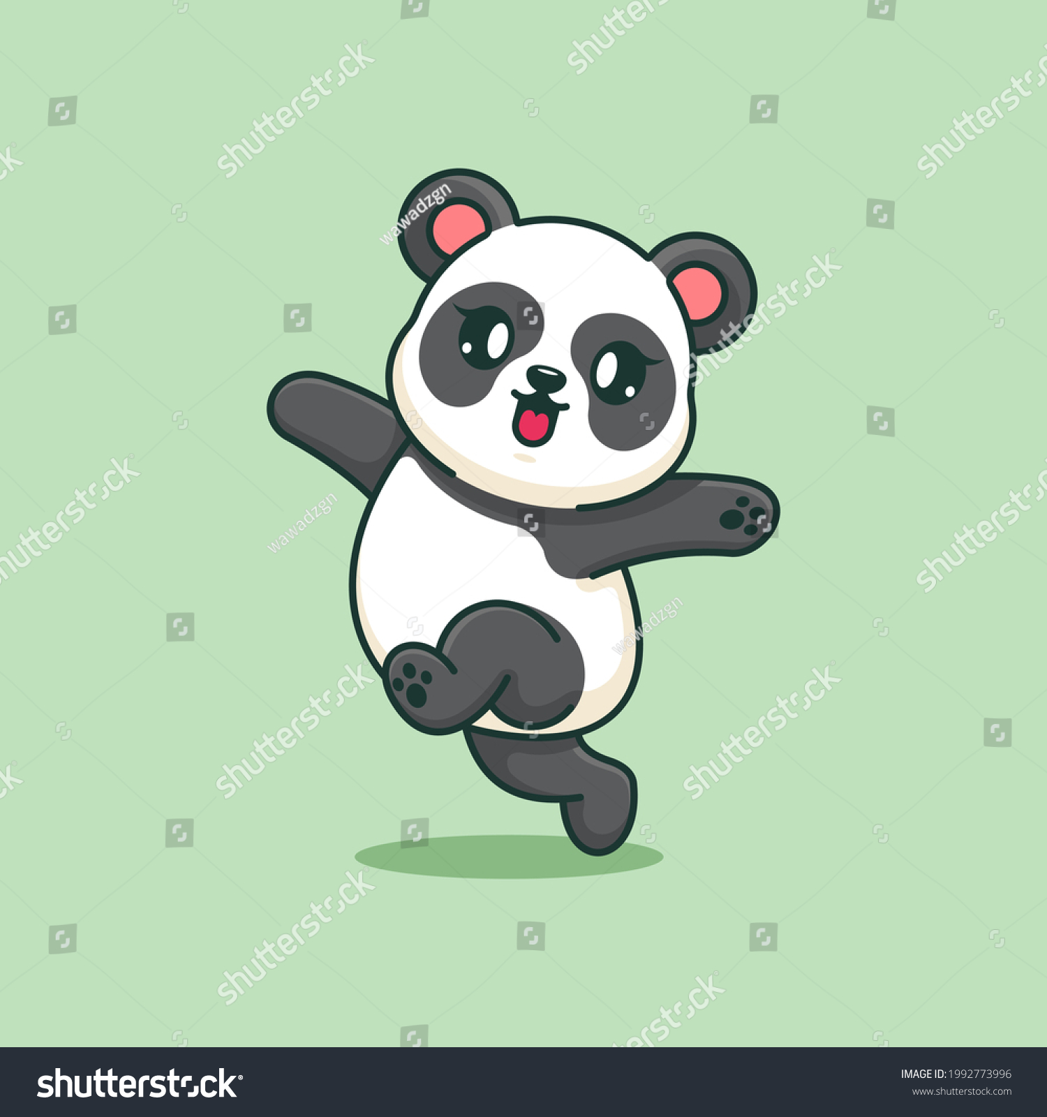 Cute Panda Jumping Cartoon Design Stock Vector (Royalty Free ...