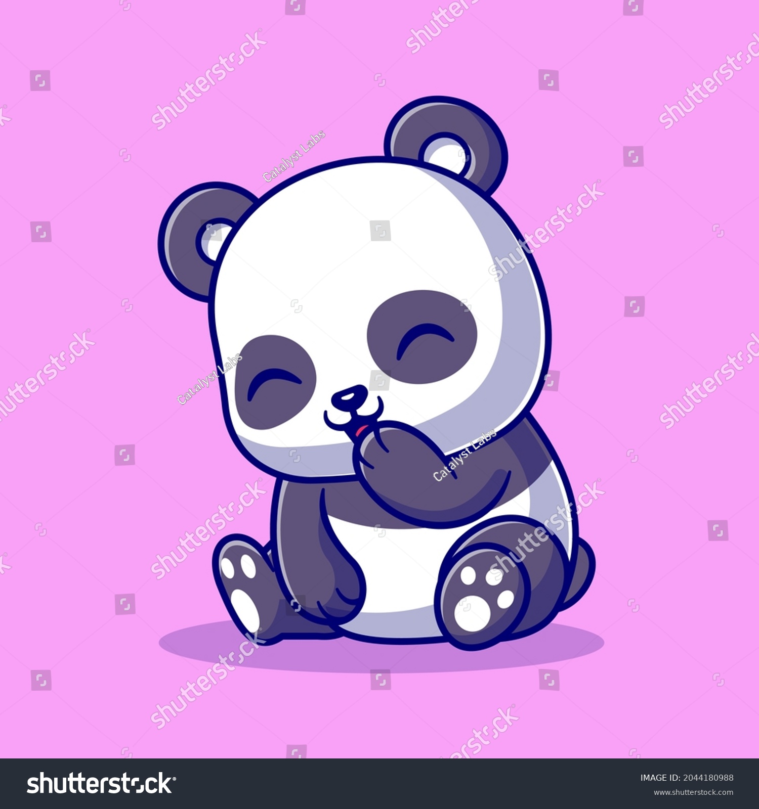 SVG of Cute Panda Laughing Cartoon Vector Icon Illustration. Animal Nature Icon Concept Isolated Premium Vector. Flat Cartoon Style svg