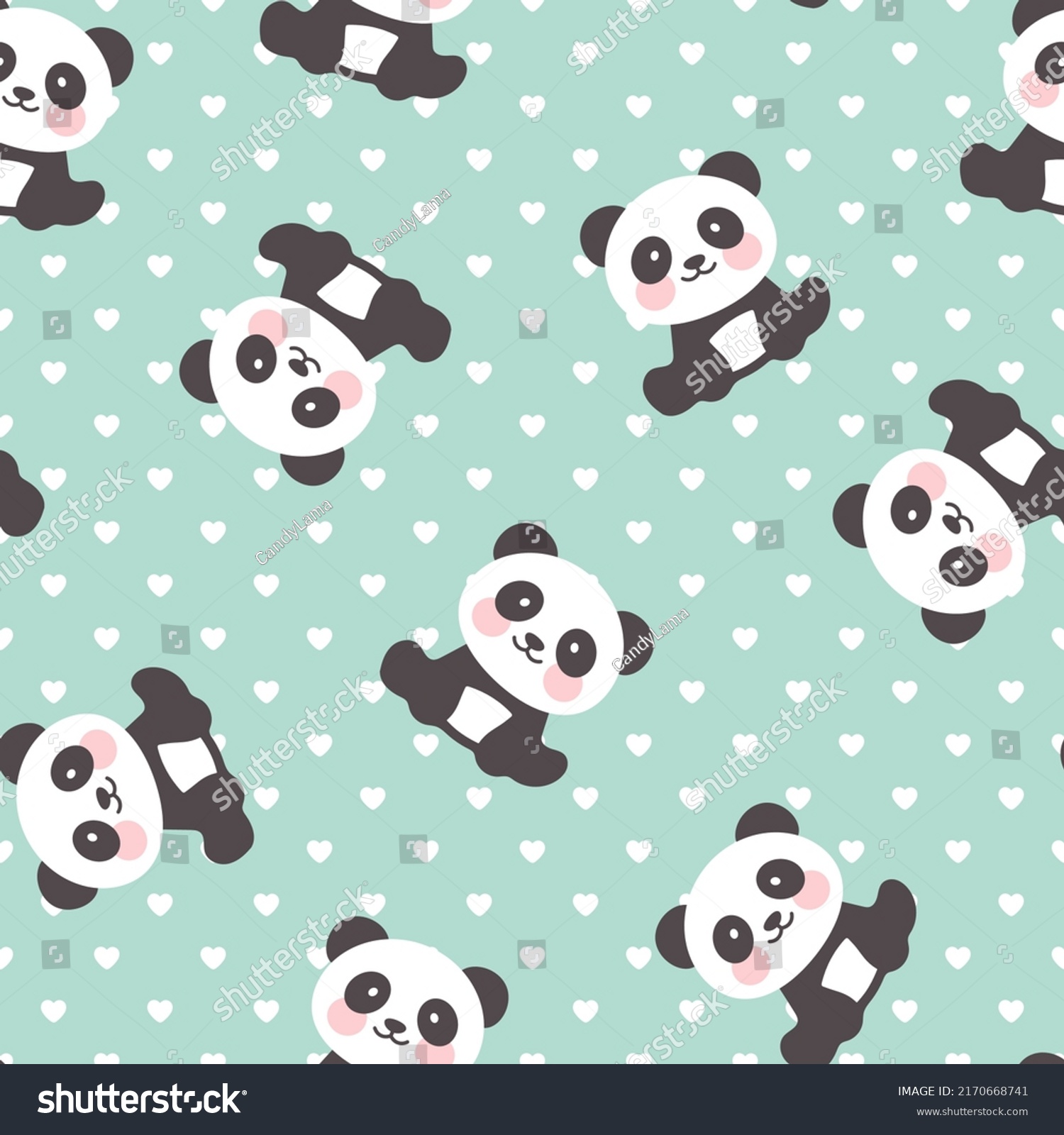 Cute Panda On Pastel Green Background Stock Vector (Royalty Free ...