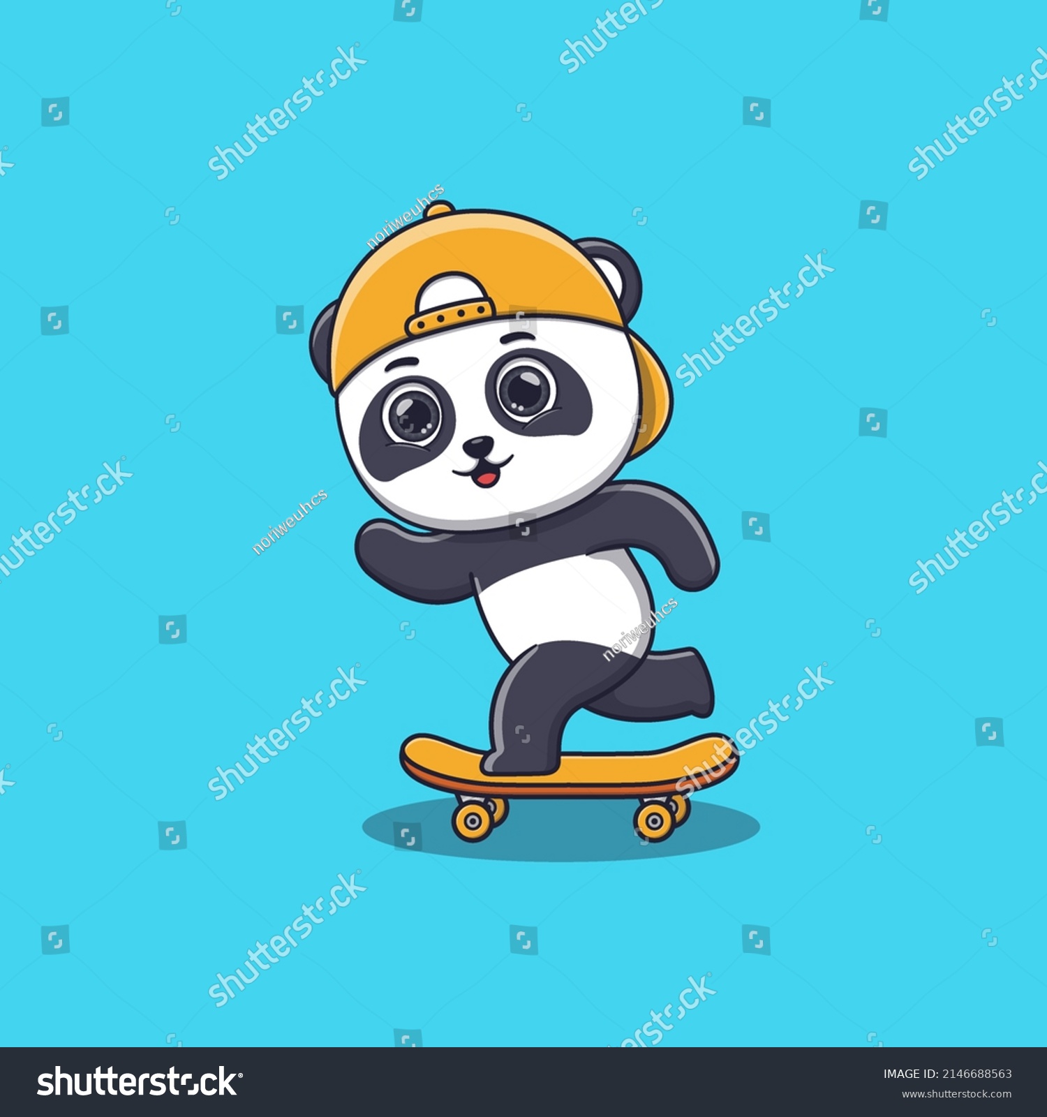 Cute Panda Playing Skateboard Cartoon Stock Vector (Royalty Free ...