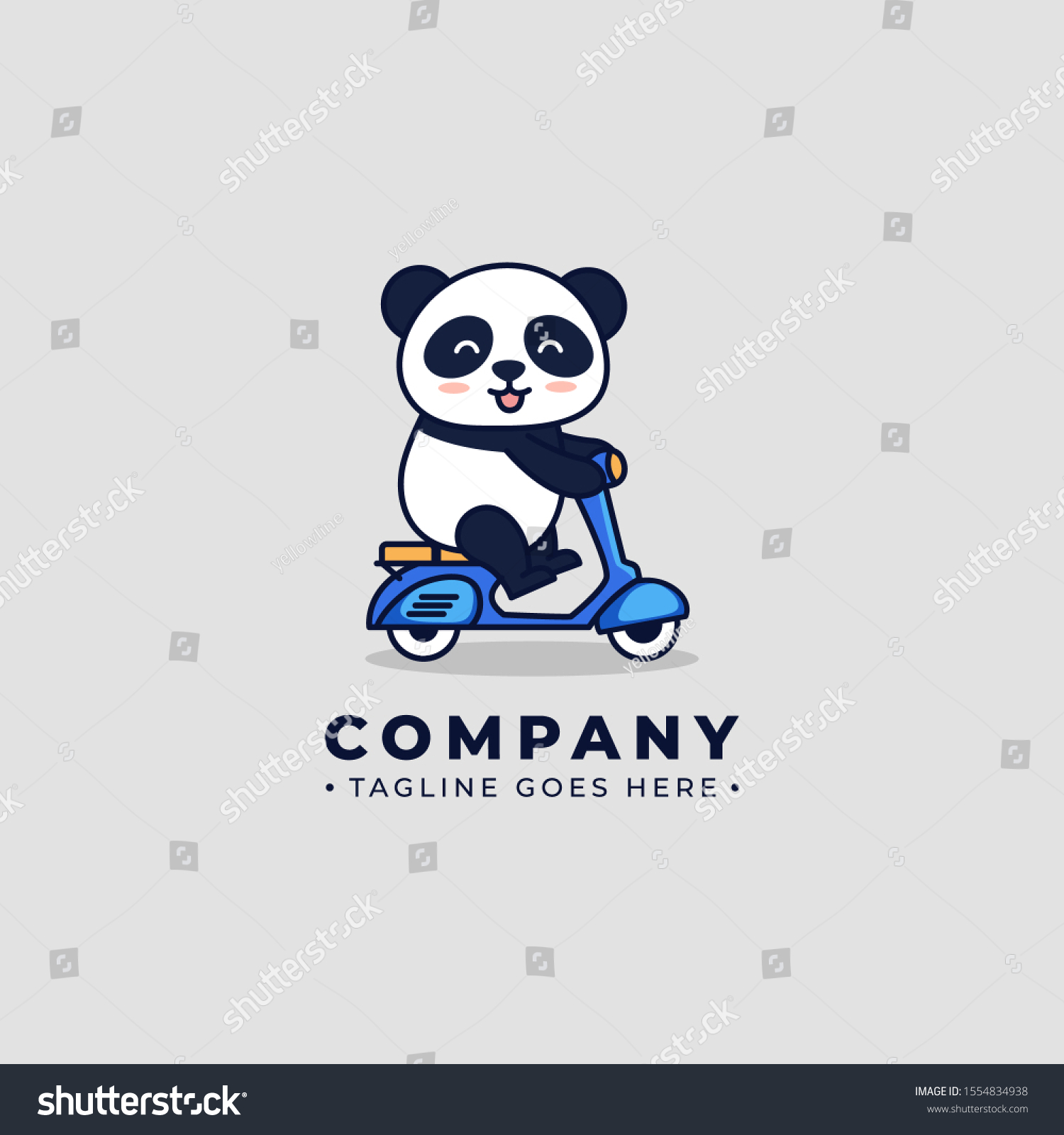 SVG of Cute Panda riding scooter motorcycle,  vector logo illustration svg
