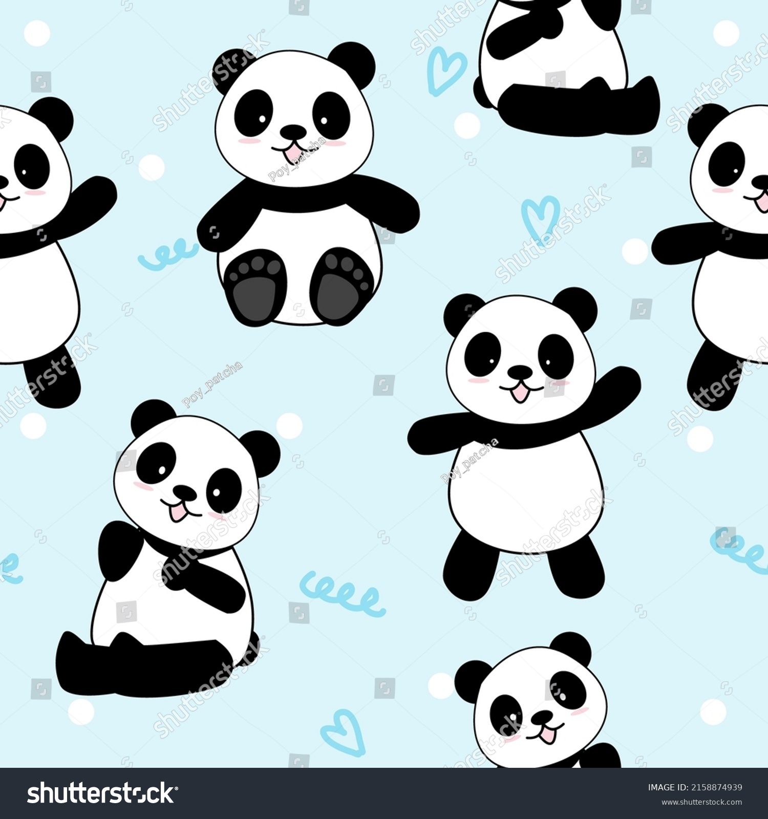 Cute Panda Seamless Pattern Background Cartoon Stock Vector (Royalty ...