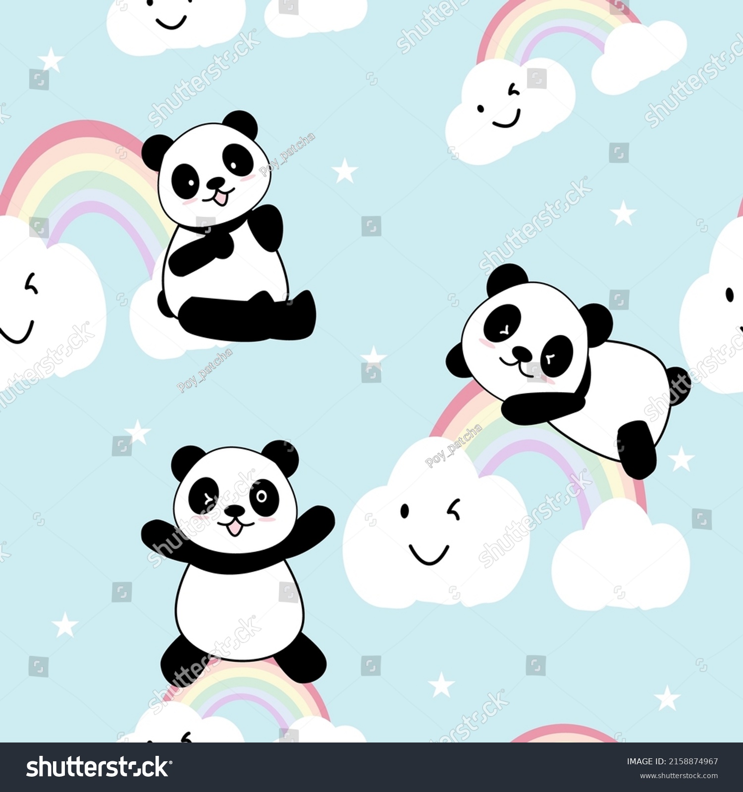 Cute Panda Seamless Pattern Background Cartoon Stock Vector (Royalty ...