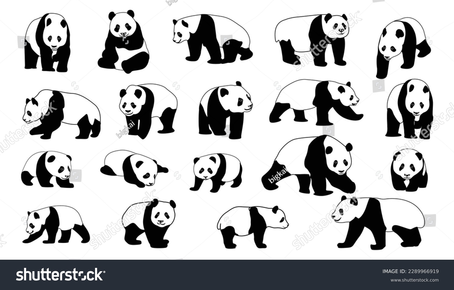 SVG of cute panda Vector illustration isolated on colorful Set of cute big pandas in different poses. flat vector illustration design svg