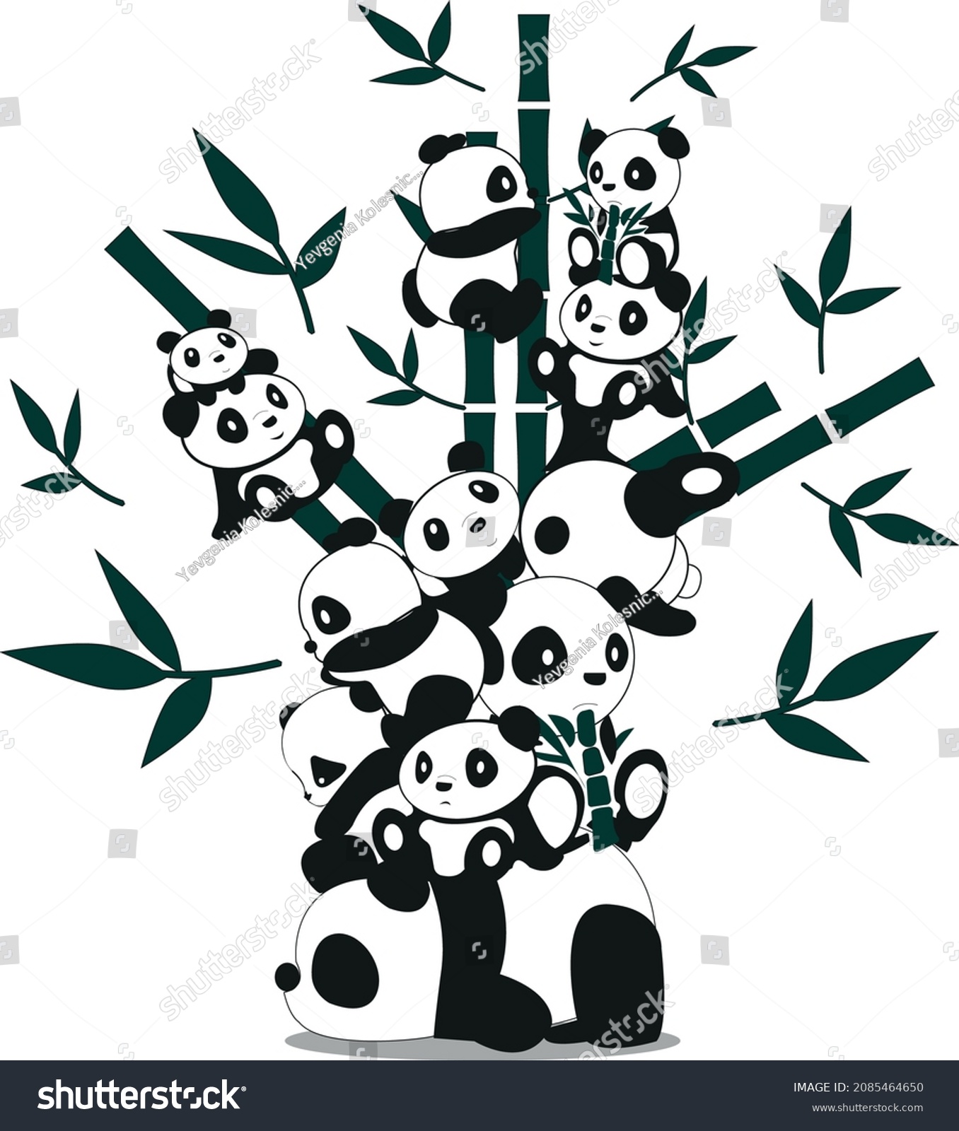 SVG of CUTE PANDAS ON BAMBOO VECTOR ILLUSTRATION svg