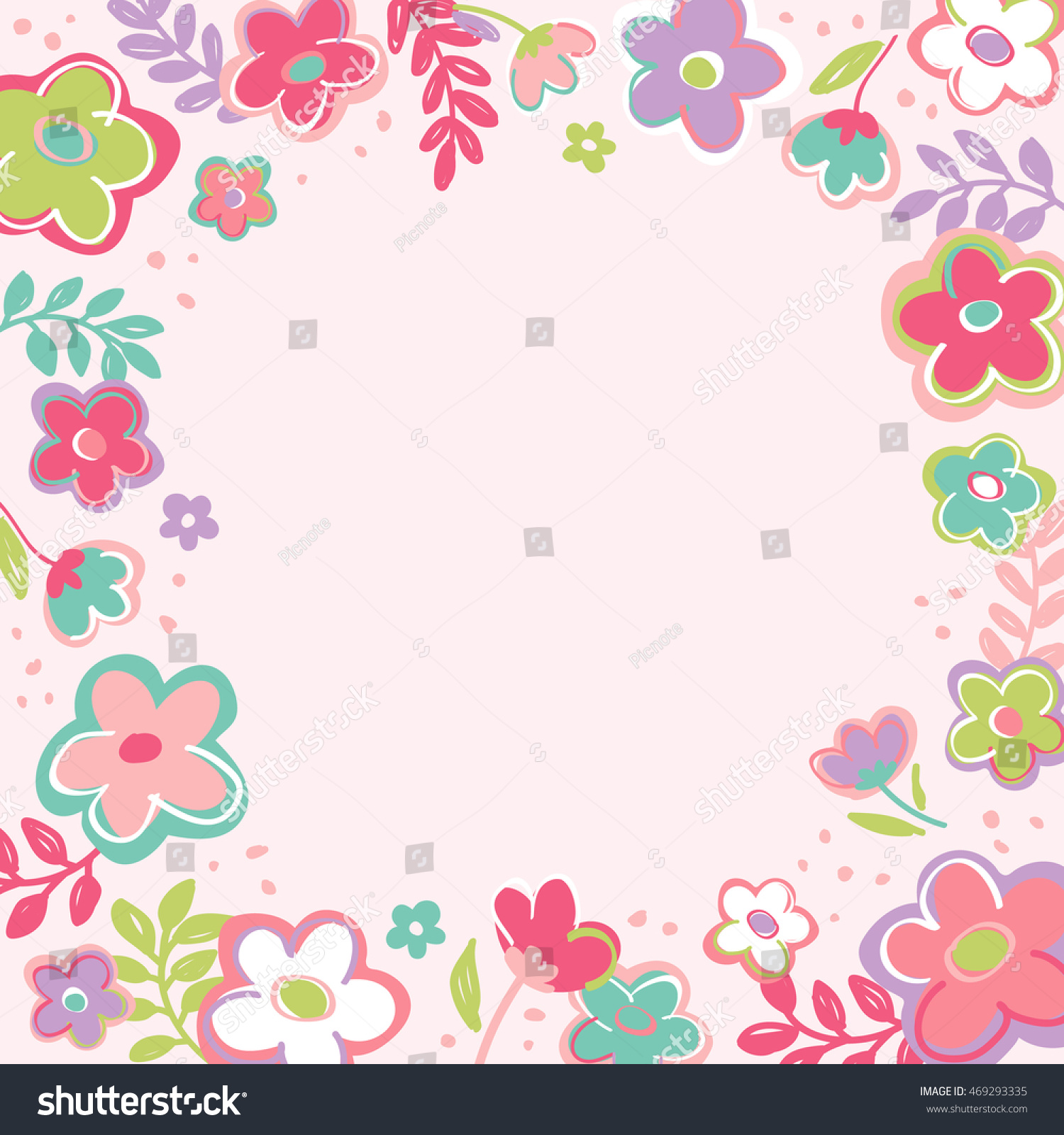 Cute Pastel Floral Border Frame Vector Stock Vector (Royalty Free ...