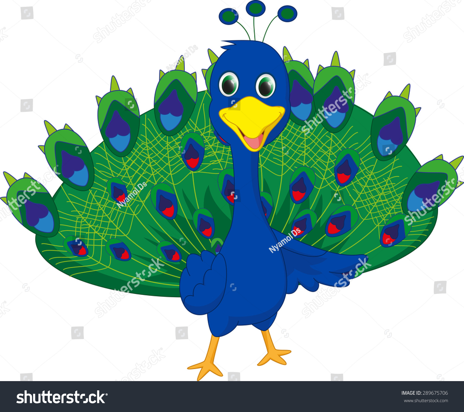 Cute Peacock Cartoon Stock Vector Illustration 289675706 : Shutterstock