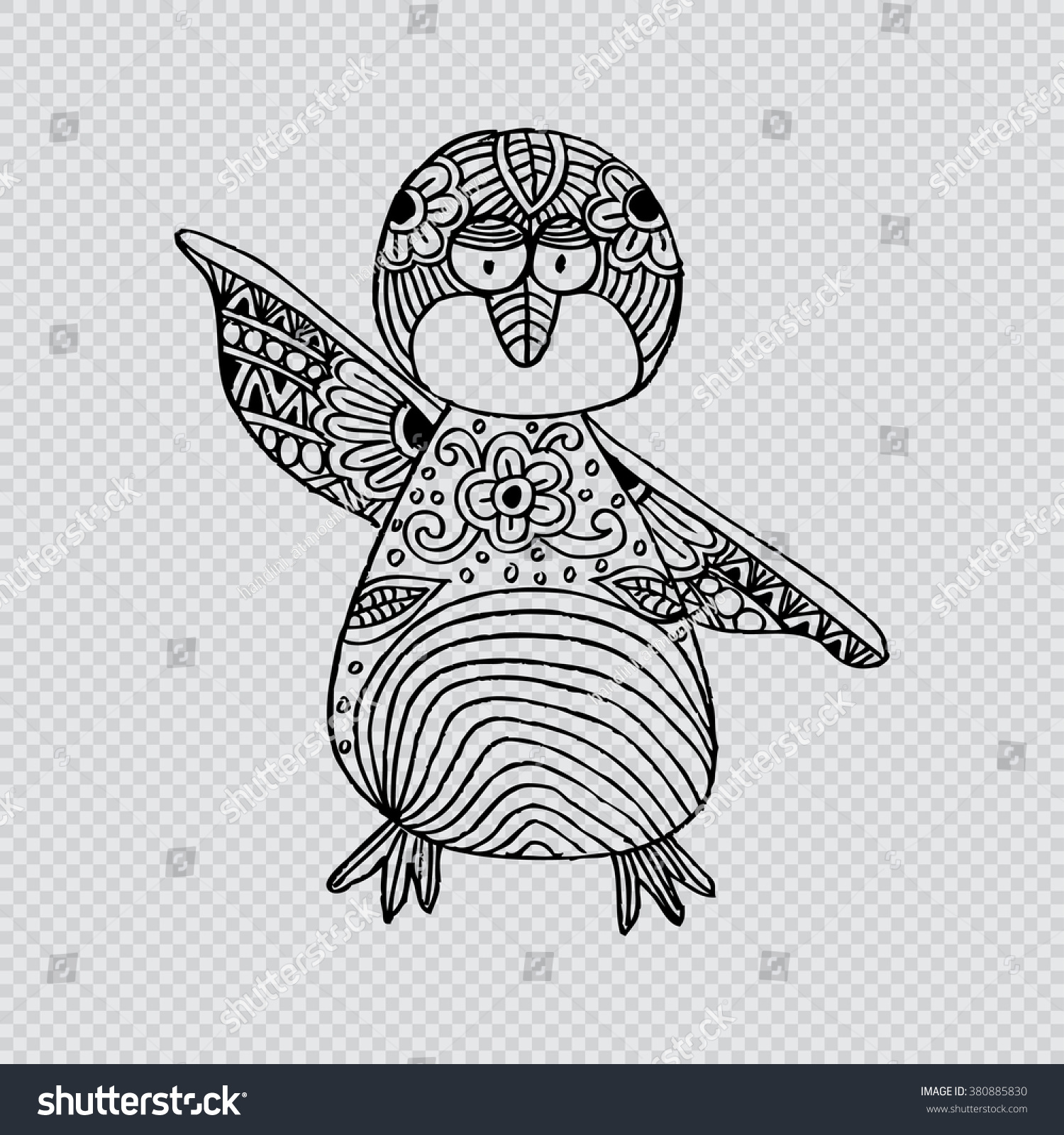 Cute Penguin Doodle Art Illustration Stock Vector Royalty Free