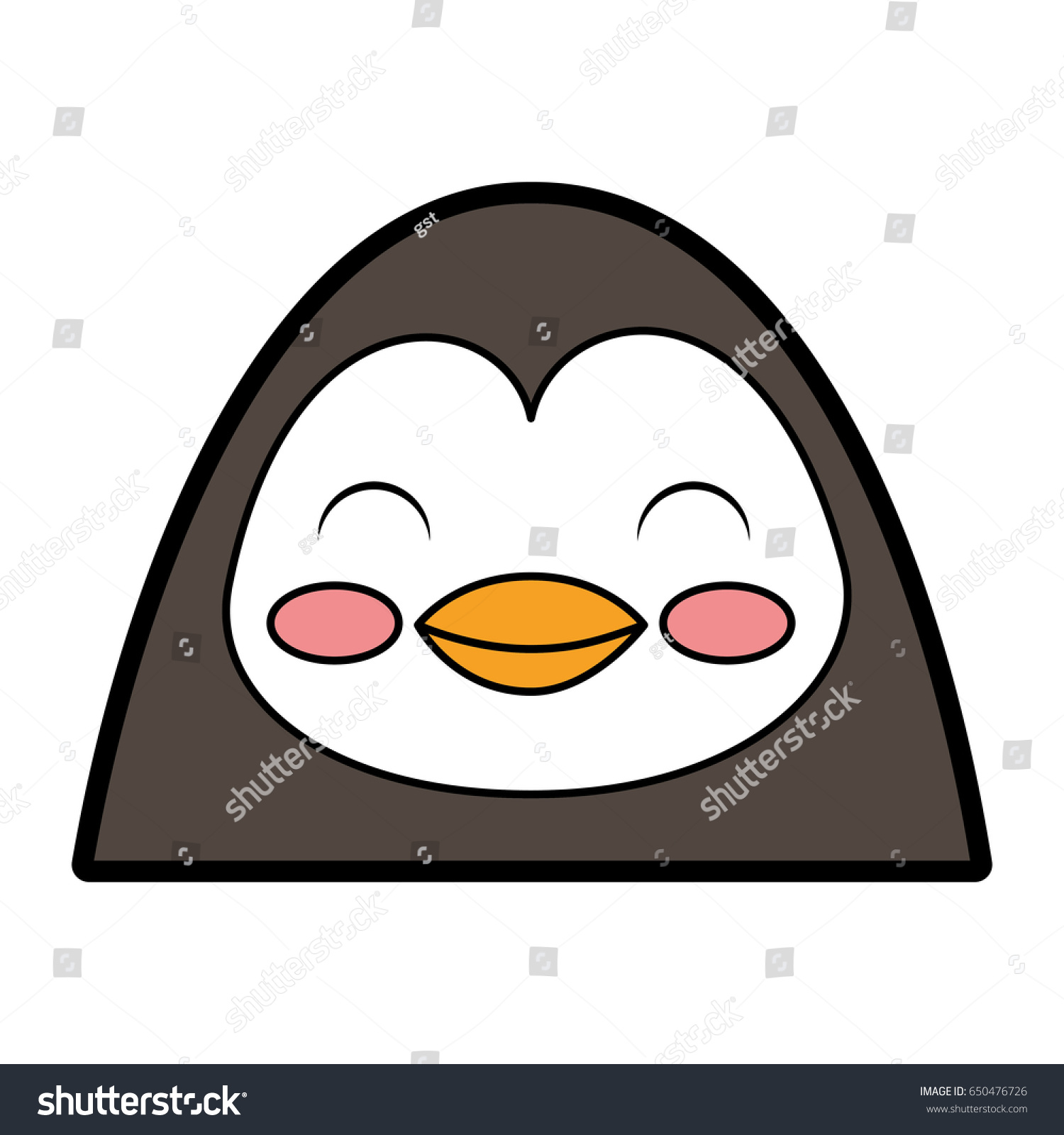 Cute Penguin Face Cartoon Stock Vector 650476726 - Shutterstock