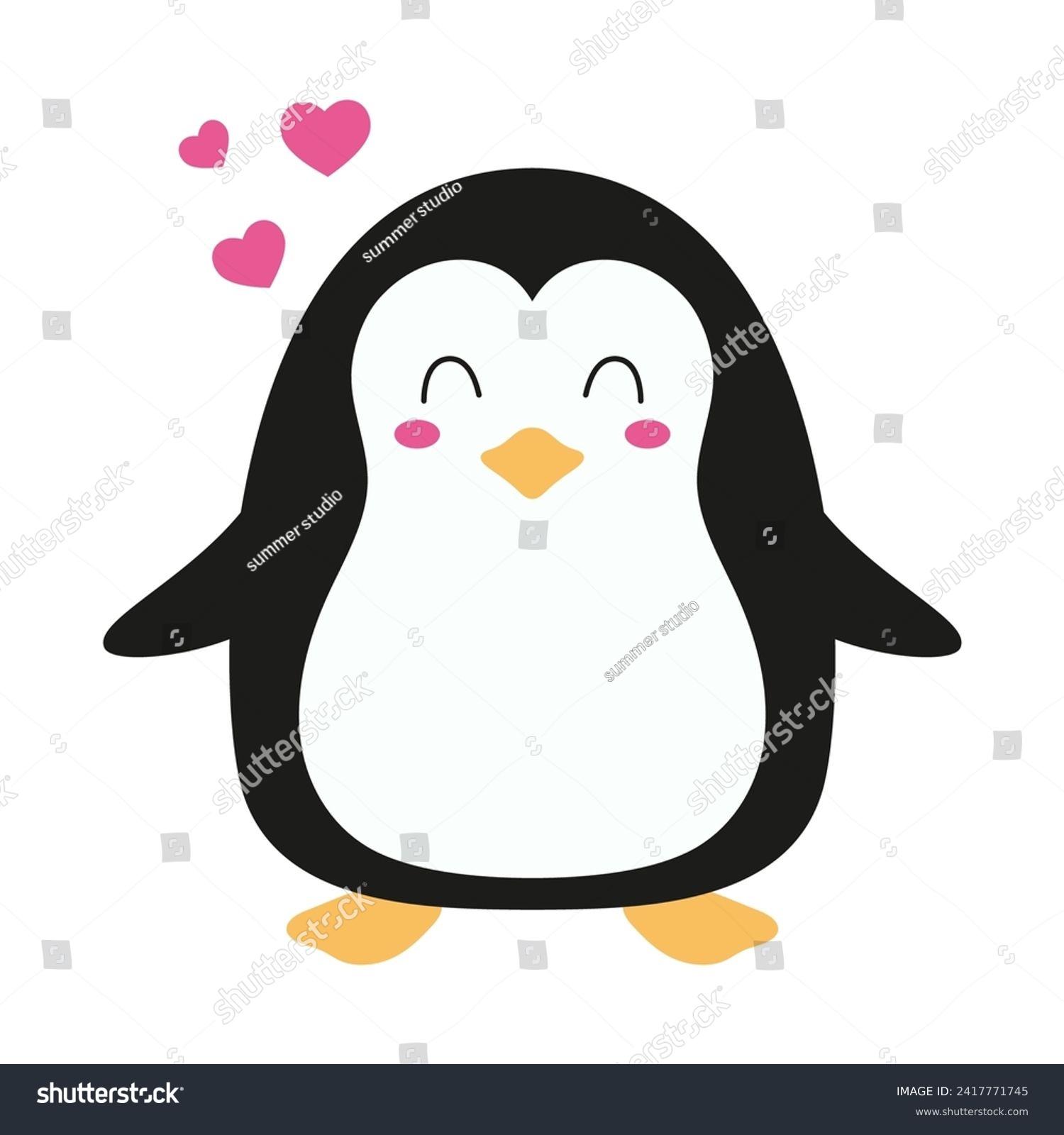 SVG of cute penguin in love, flat vector illustration for romantic prints, valentine day cards svg