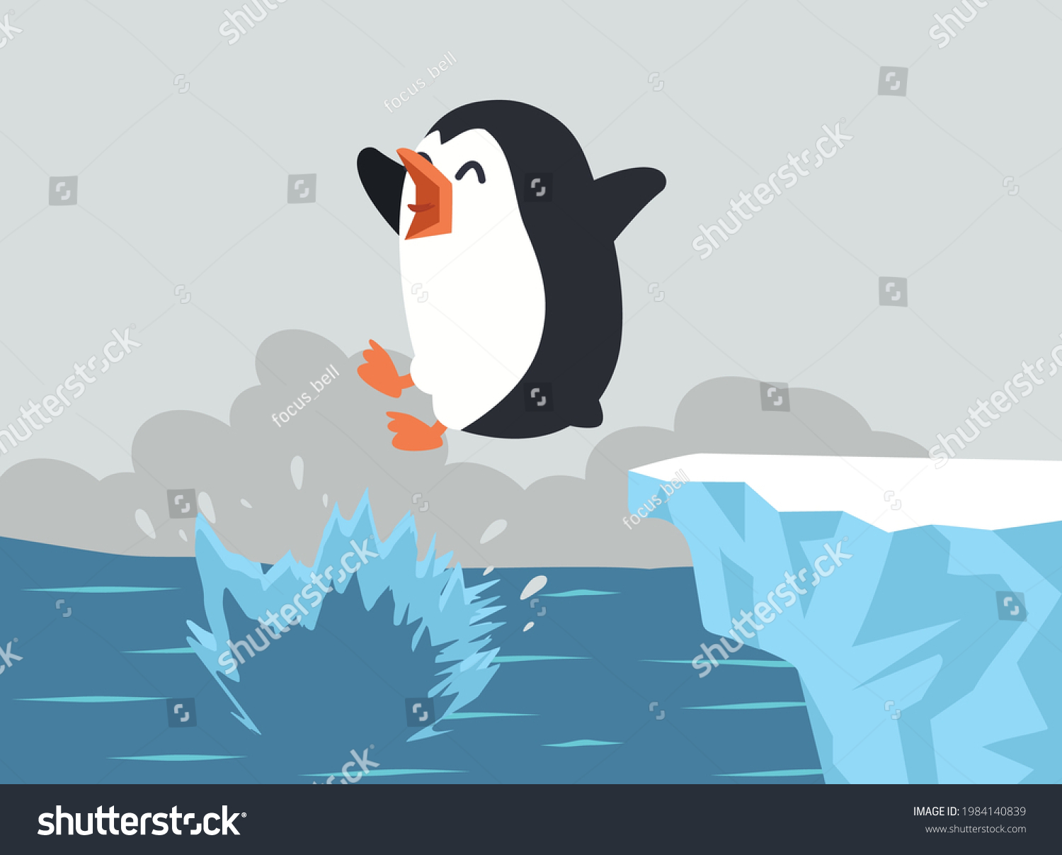 ペンギン 飛び込む のイラスト素材 画像 ベクター画像 Shutterstock