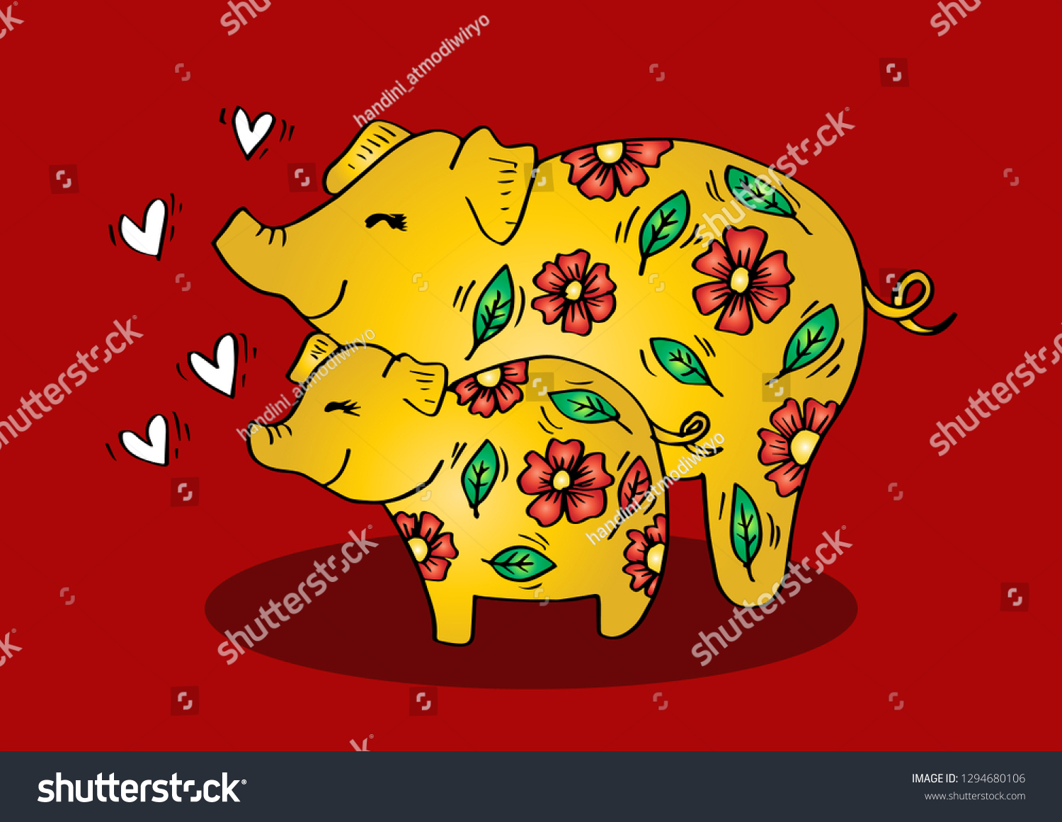 Cute Pig Mommy Piglet Stock Vector (Royalty Free) 1294680106