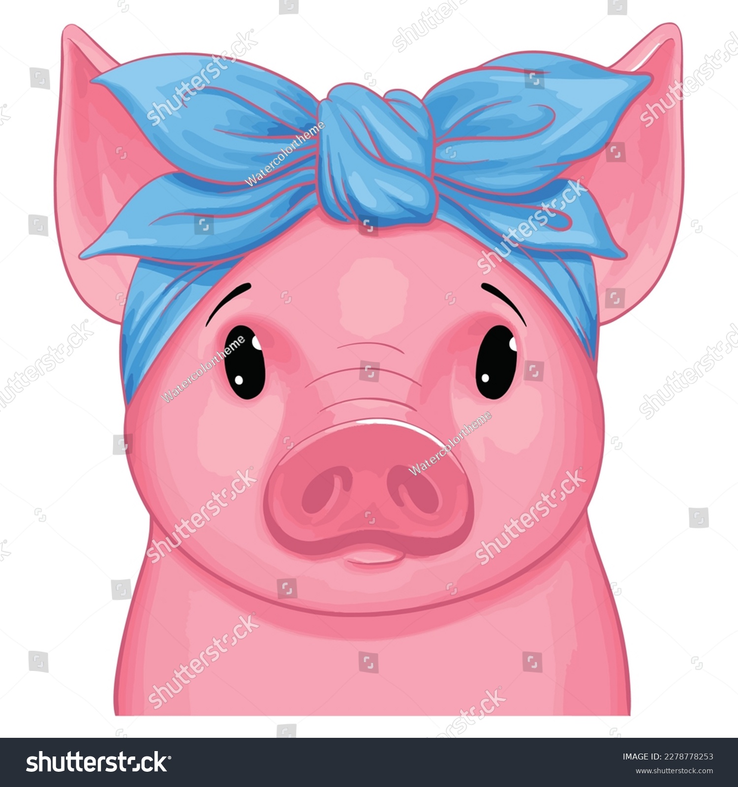 SVG of Cute Pig with bandana,Pig vector,Cartoon Pig,Farm Animal,Animal Vector,Cute Pig,Pink Pig Vector,Pig Face Vector,Pig Cut File,Pig Svg,Pig Clipart svg