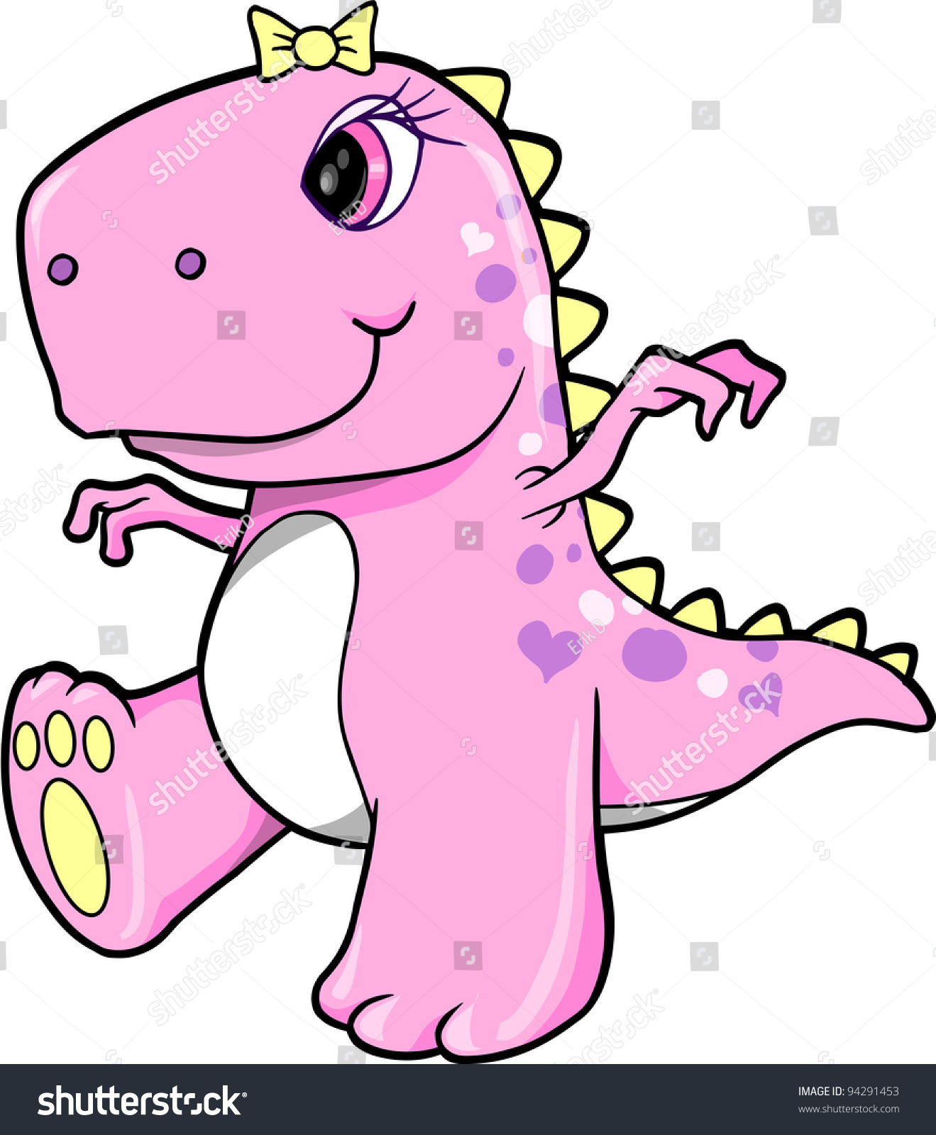 Download Cute Pink Girl Dinosaur Trex Vector Stock Vector 94291453 ...