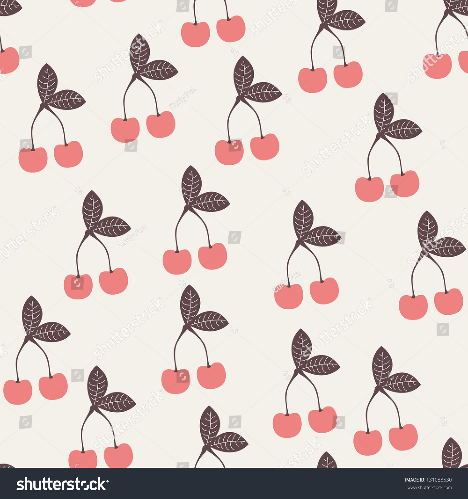 Cute Pink Seamless Pattern Cherries Repeating Stock Vector 131088530 ...