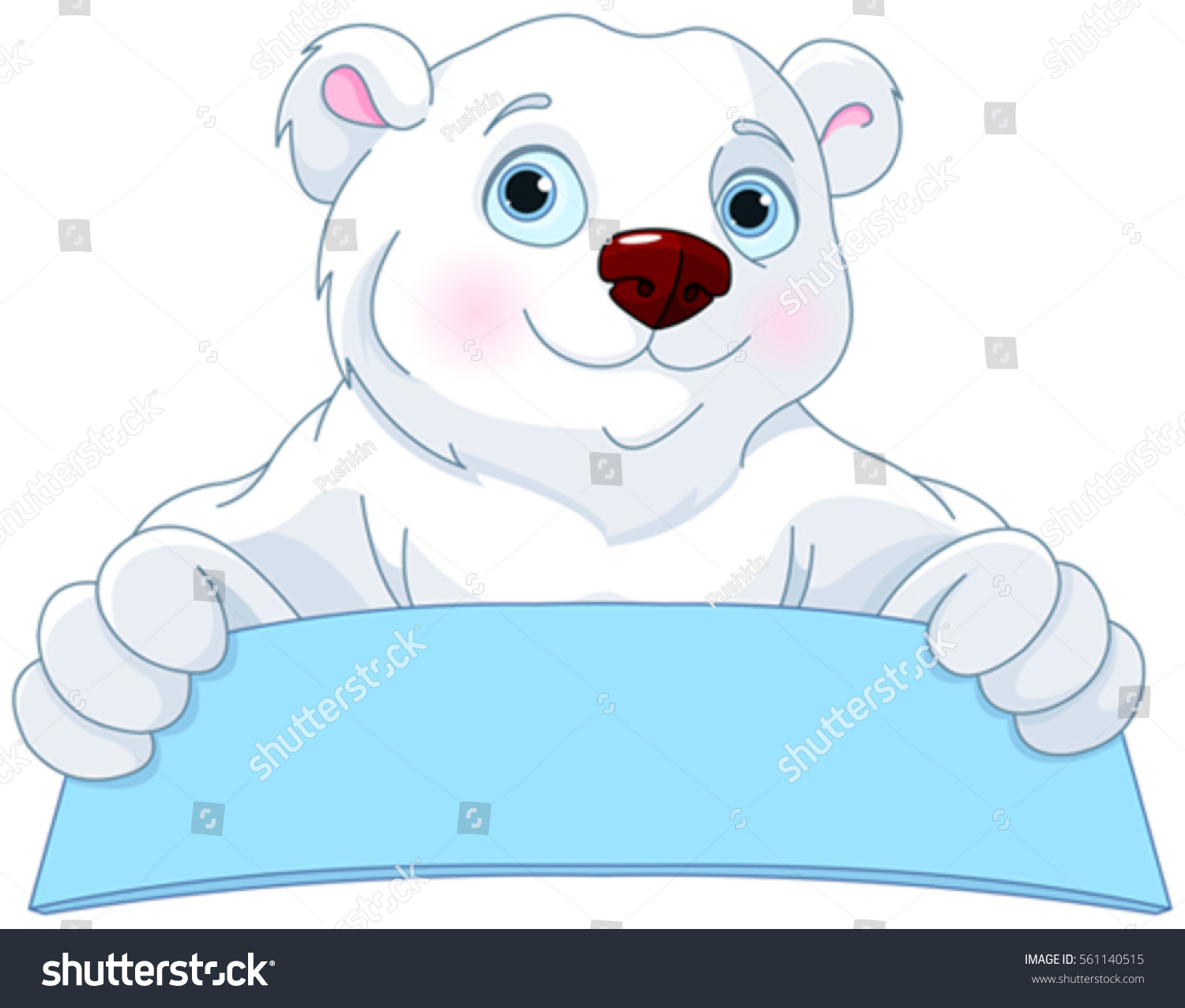 Cute Polar Bear Holding Sign Stock Vector (Royalty Free) 561140515