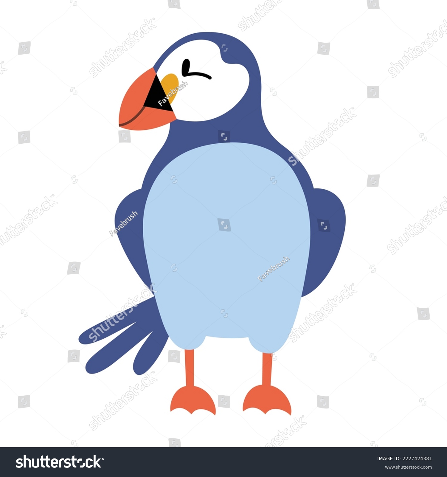 SVG of Cute puffin bird, Atlantic puffin illustration, adorable seabird, flat vector illustration isolated on white background svg