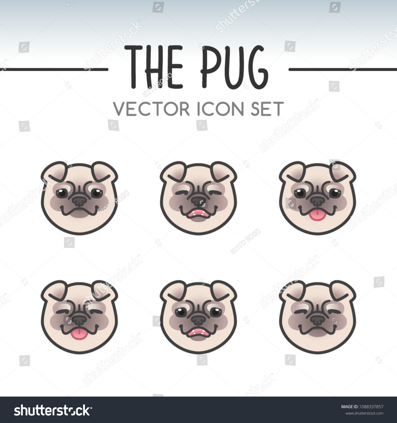 Cute Pug Dog Breed Vector Icon Stock Vector Royalty Free 1088337857 Download gif or share pug animation you can share gif anime with everyone you know in twitter, facebook or instagram. shutterstock