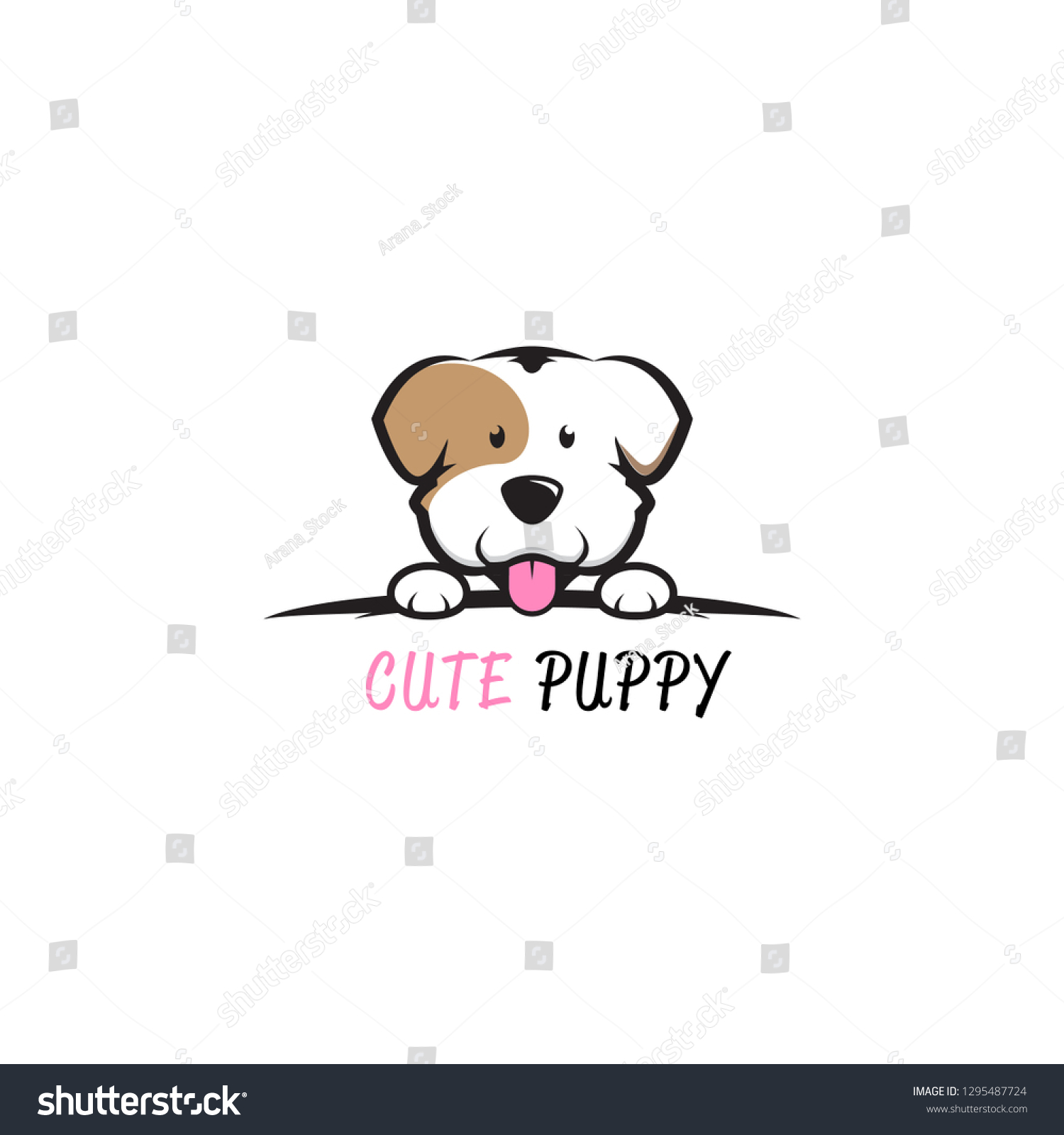 Cute Puppy Dog Cartoon Vector Stock Vector (Royalty Free) 1295487724