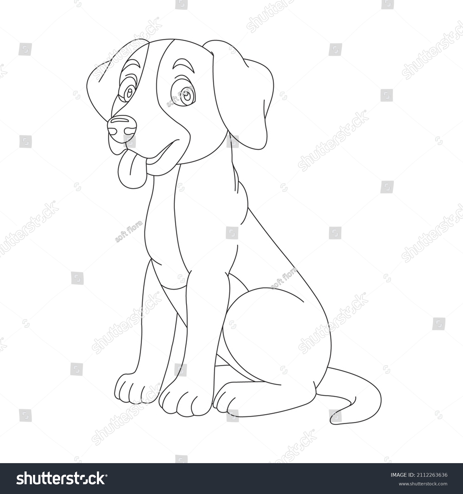 Cute Puppy Dog Outline Coloring Page Stock Vector (Royalty Free ...