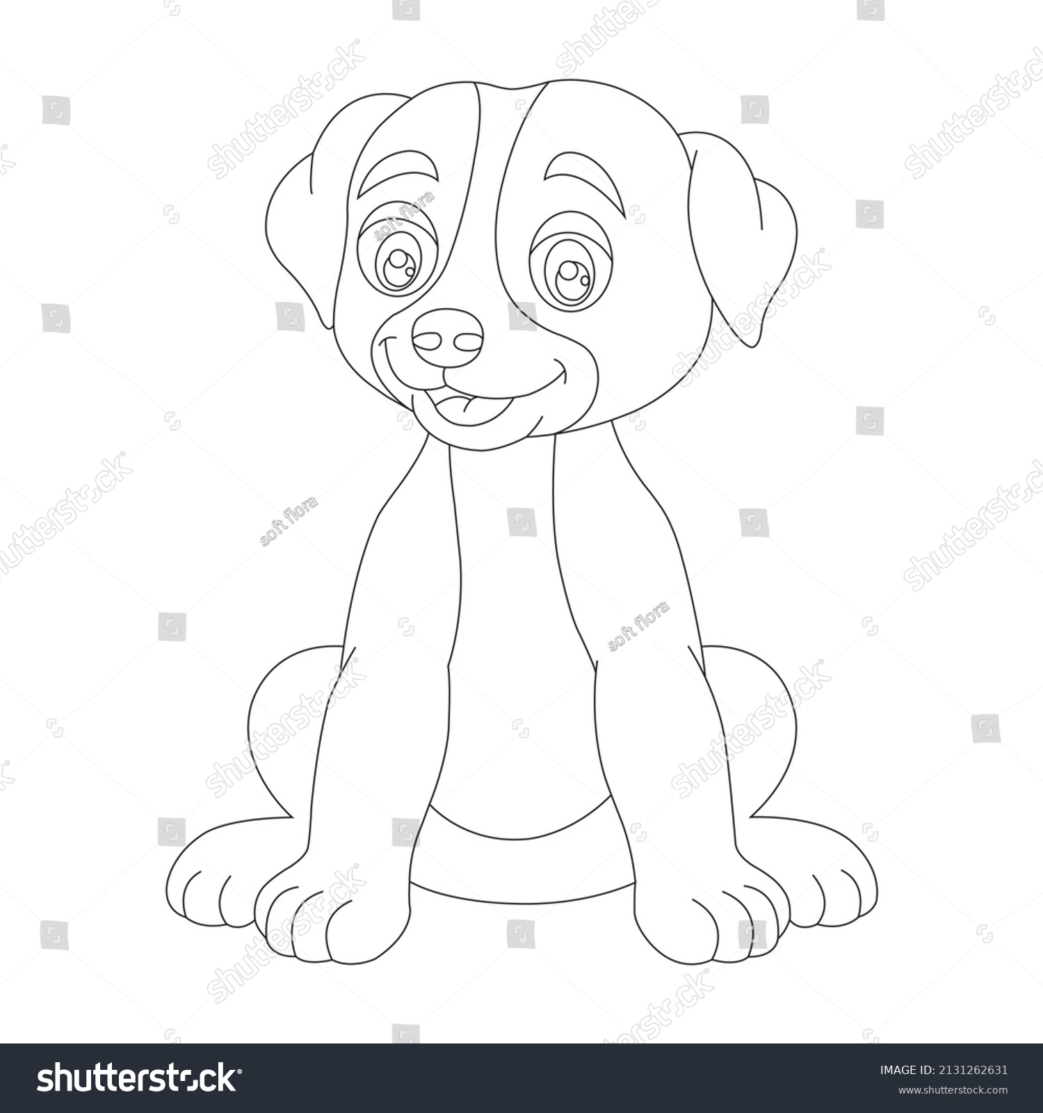 Cute Puppy Dog Outline Coloring Page Stock Vector (Royalty Free ...