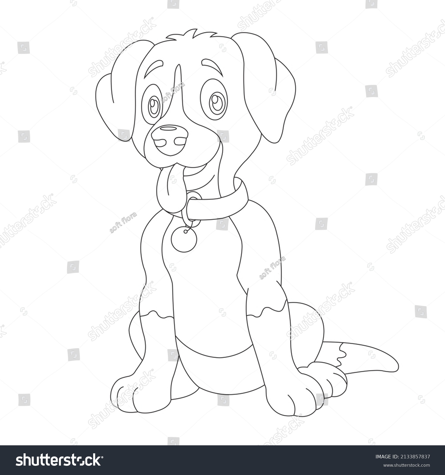 Cute Puppy Dog Outline Coloring Page Stock Vector (royalty Free 