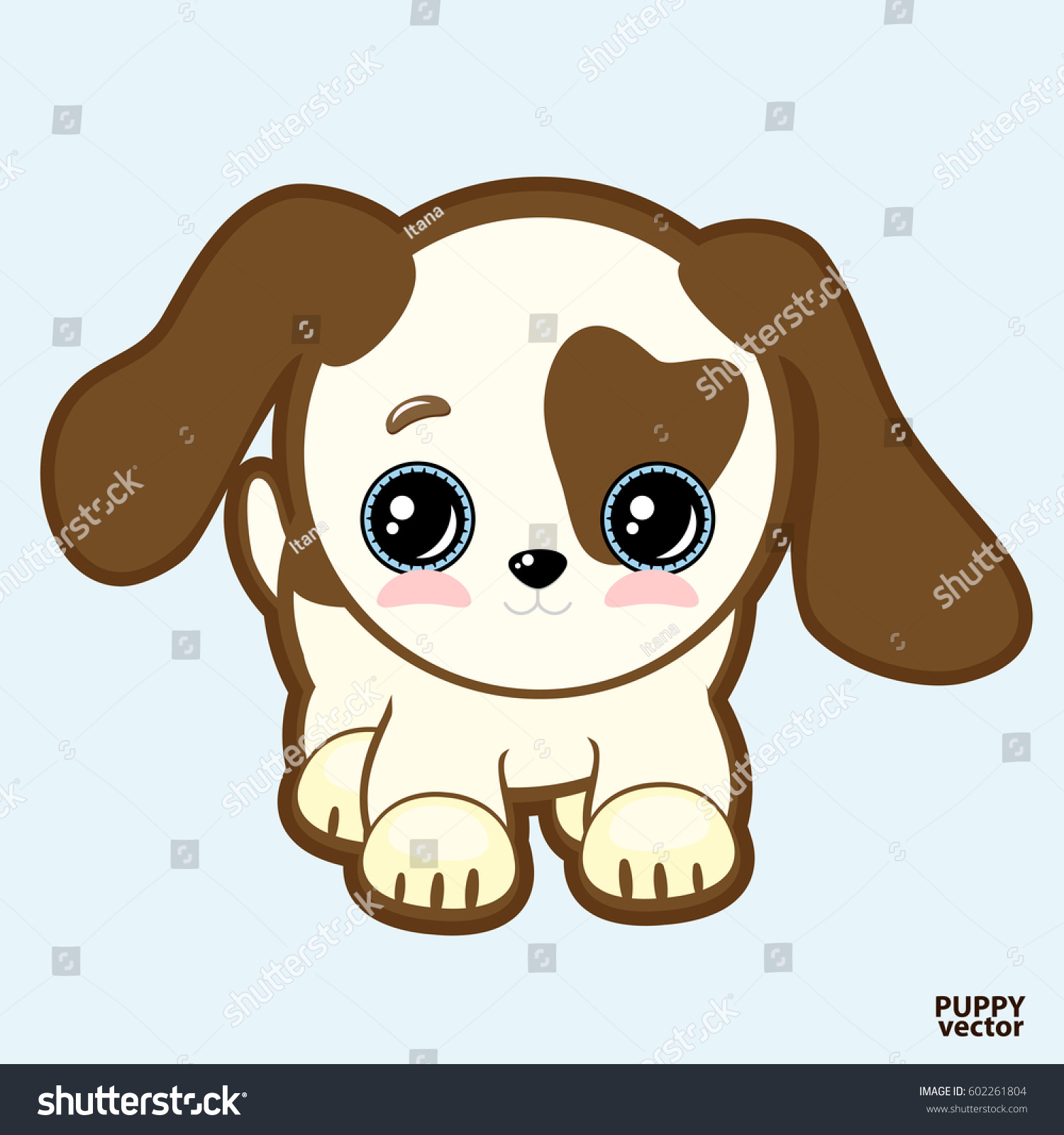 Cute Puppy Expressive Eyes Big Ears Stock Vector 602261804 - Shutterstock