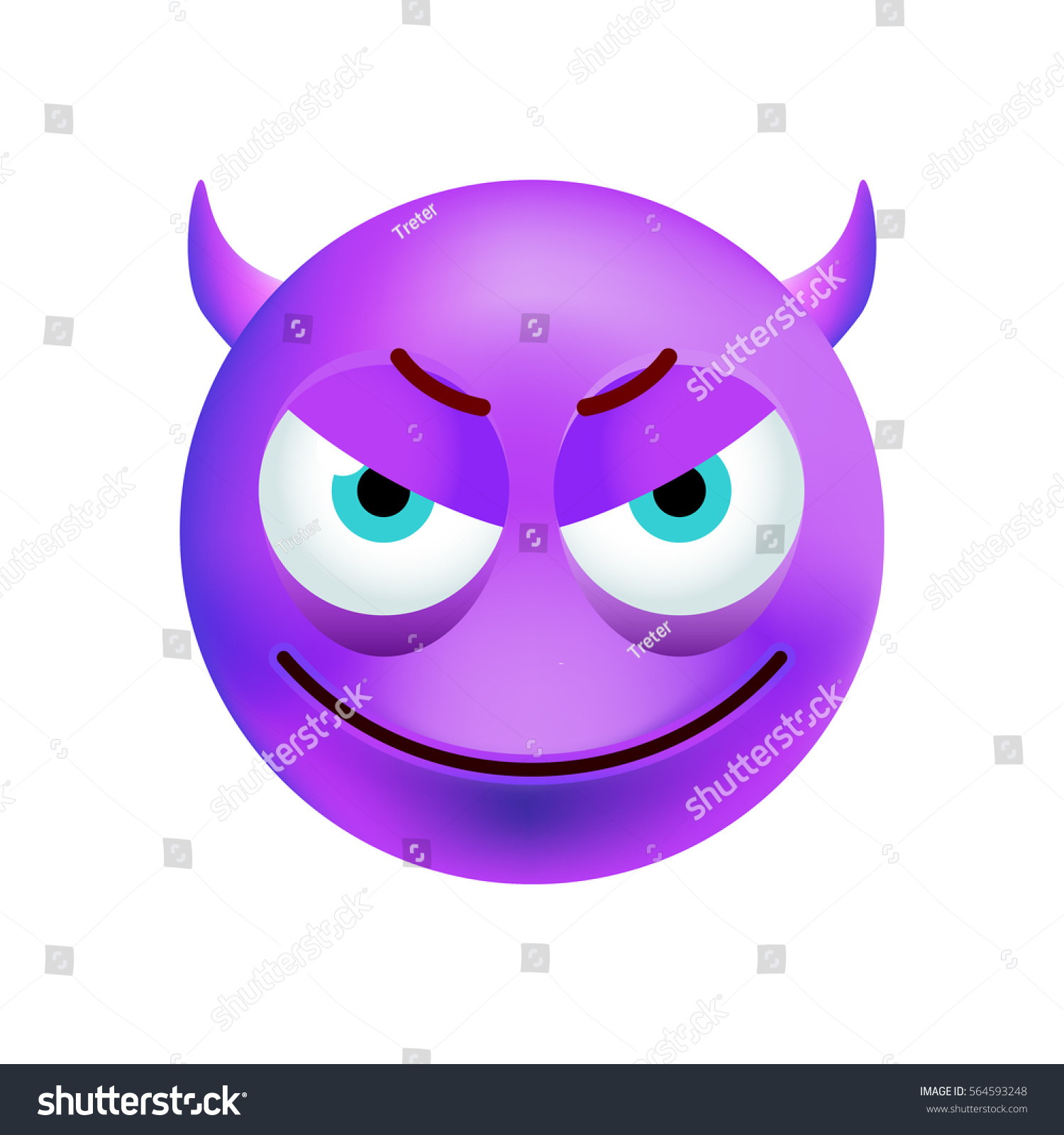 Cute Purple Evil Emoticon On White Stock Vector (Royalty Free) 564593248