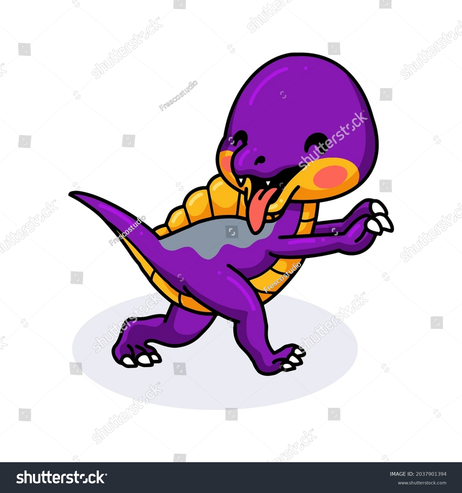 Cute Purple Little Dinosaur Cartoon Stock Vector Royalty Free 2037901394 Shutterstock