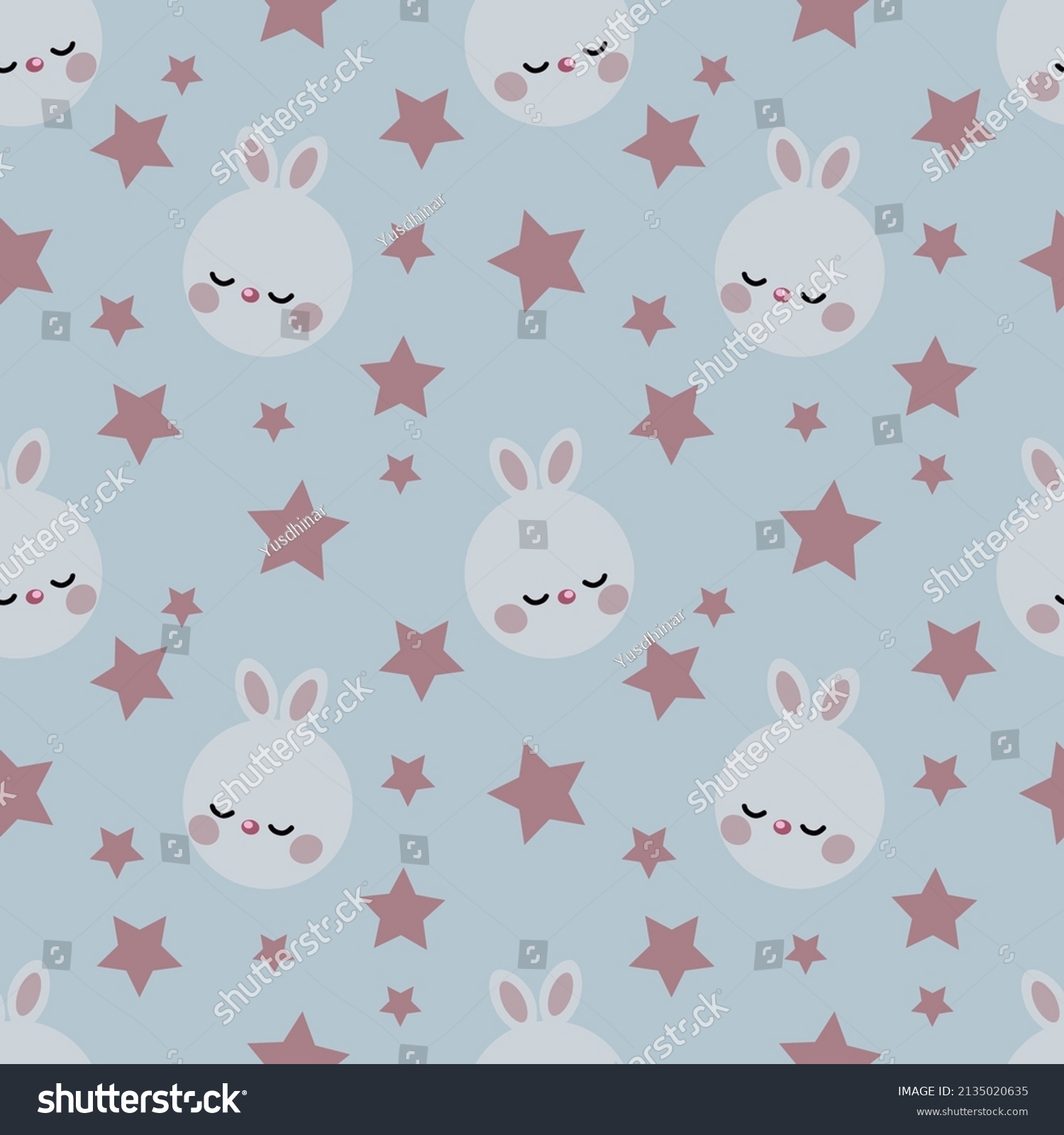 Cute Rabbit Star Seamless Pattern Vector Stock Vector (Royalty Free ...