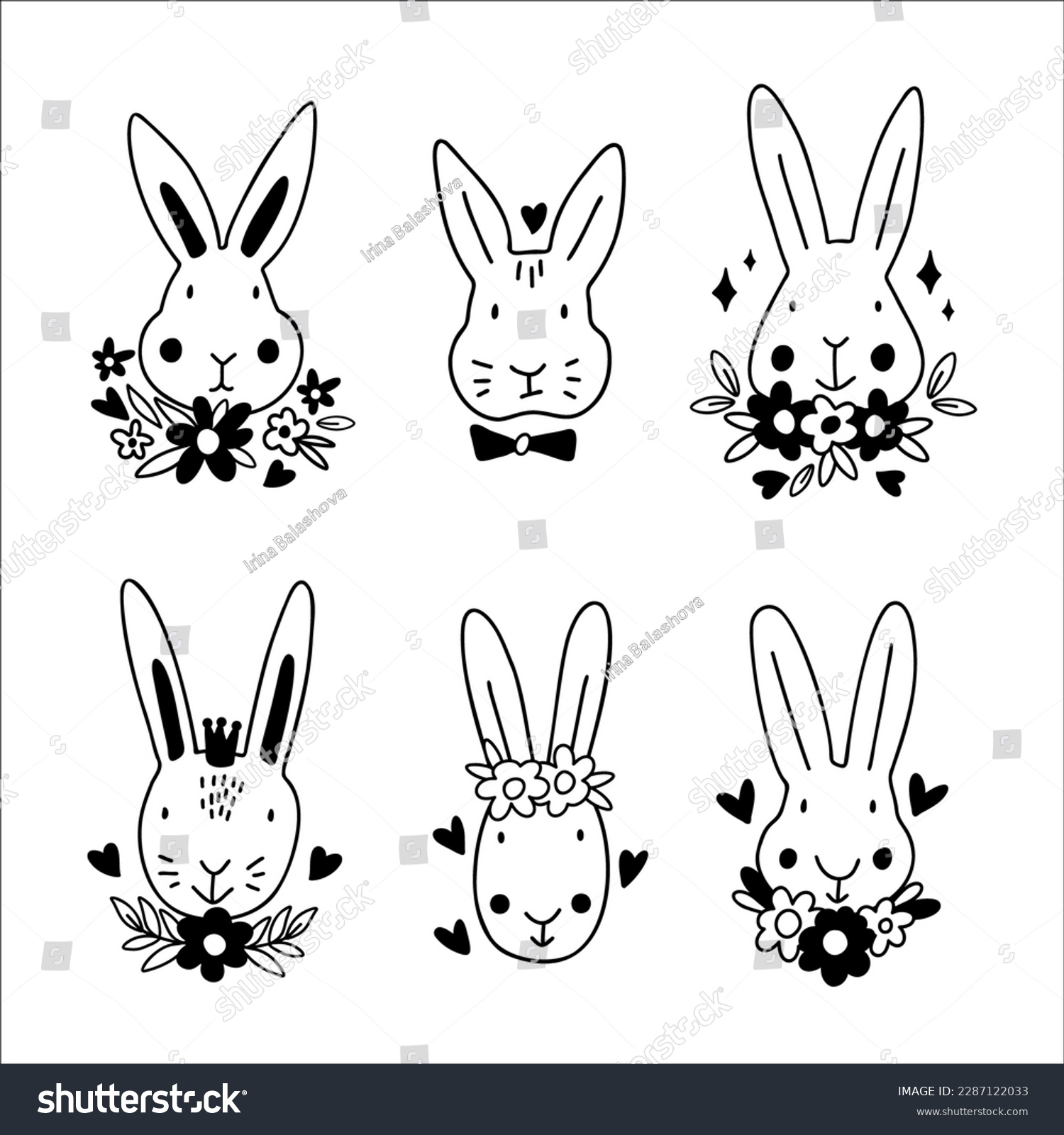 SVG of Cute Rabbit bunny SVG Cut File Design set for Cricut and Silhouette. svg