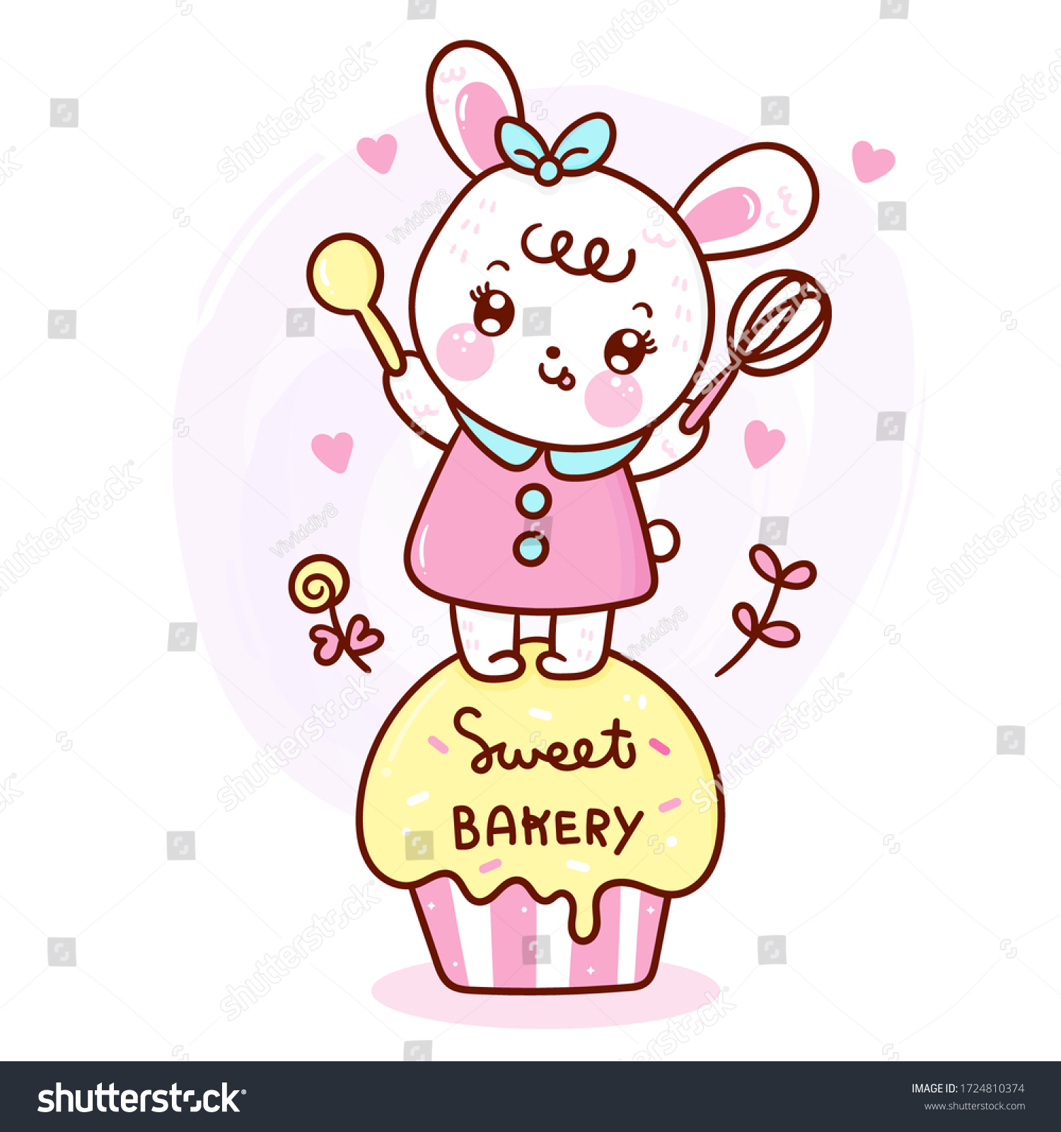 Cute Rabbit Cake Vector Bunny Cartoon 库存矢量图（免版税）1724810374 Shutterstock