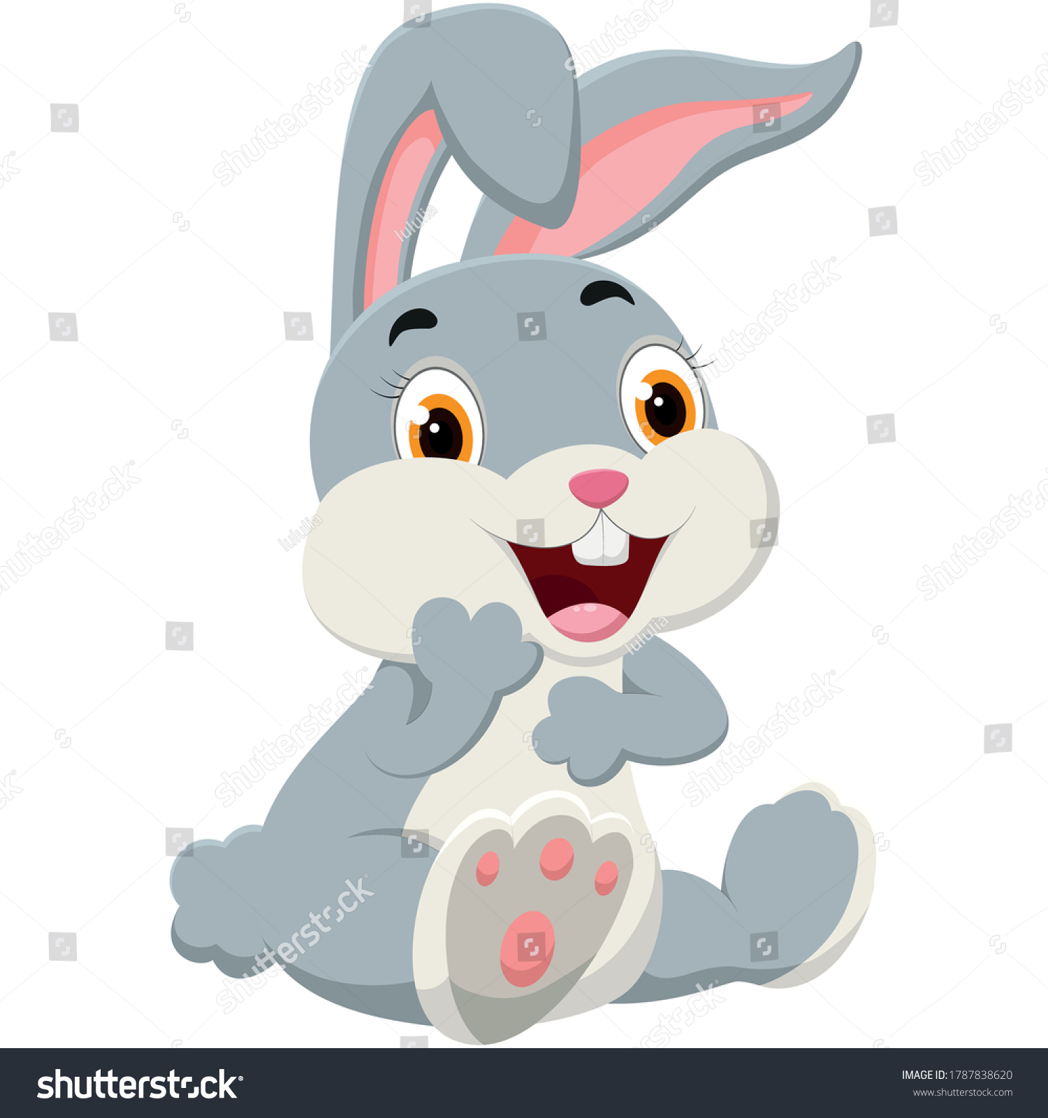 Cute Rabbit Cartoon Isolated On White เวกเตอร์สต็อก ปลอดค่าลิขสิทธิ์ 1787838620 Shutterstock 