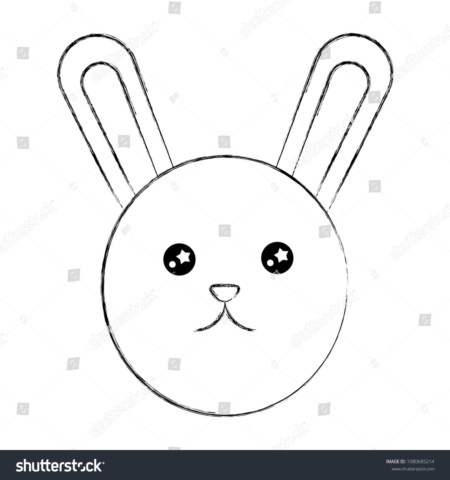 Cute Rabbit Cartoon Kawaii Adorable Stock Vector Royalty Free 1080685214