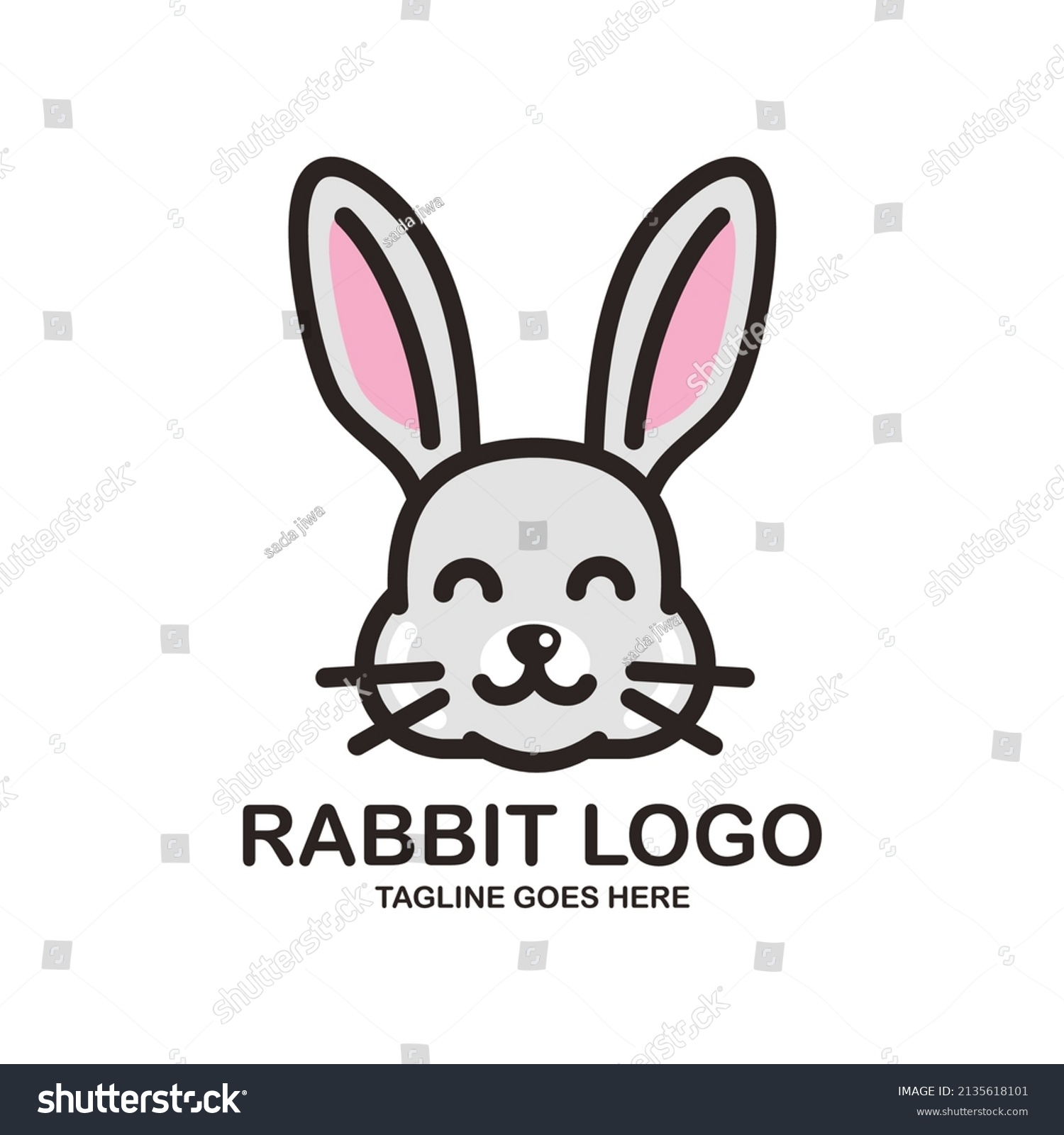 Cute Rabbit Face Logo Design Stock Vector (Royalty Free) 2135618101 ...