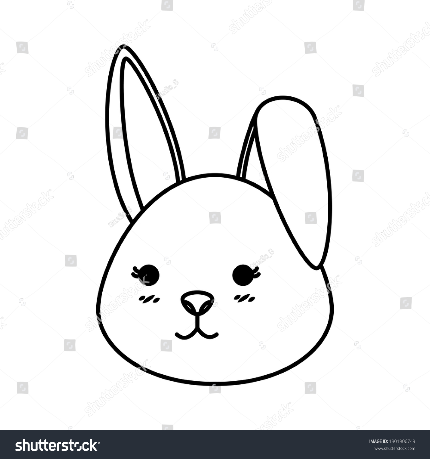 Cute Rabbit Head Character Stock Vector (Royalty Free) 1301906749 ...