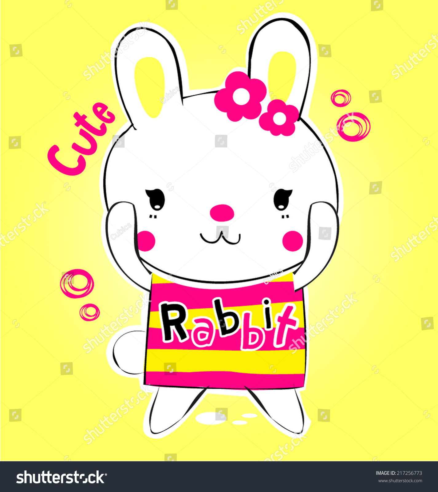 Cute Rabbit Yellow Background Vector Stock Vector (Royalty Free ...
