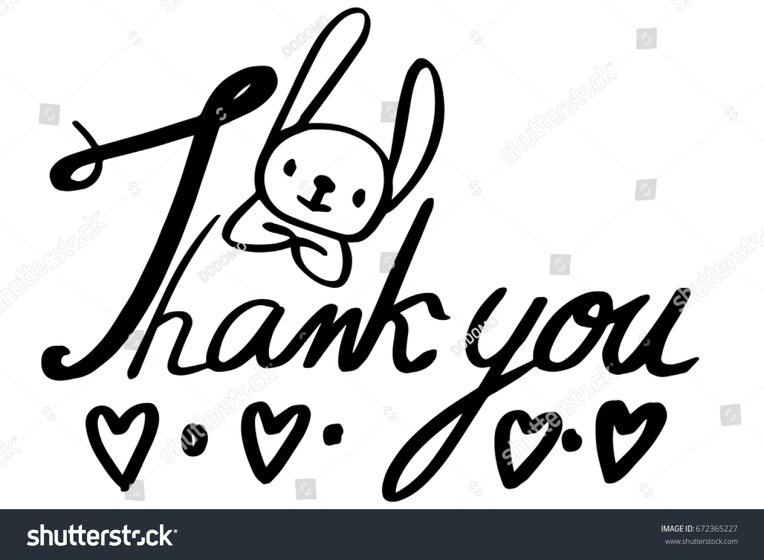 Cute Rabbit Thank You Message Vector Stock Vector (Royalty Free) 672365227