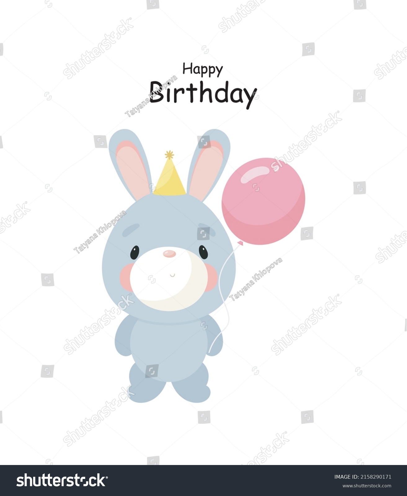 Cute Rabbit Balloon Cartoon Style Vector Stock Vector (Royalty Free ...